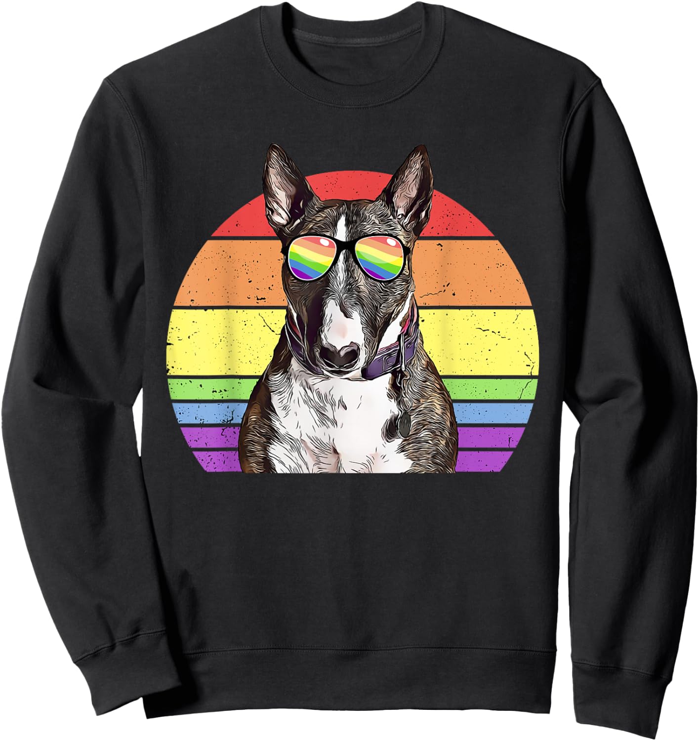LGBTQ Miniature Bull Terrier Dog Rainbow Love Gay Pride Women Kids Sweatshirt - Sweatshirt | Black