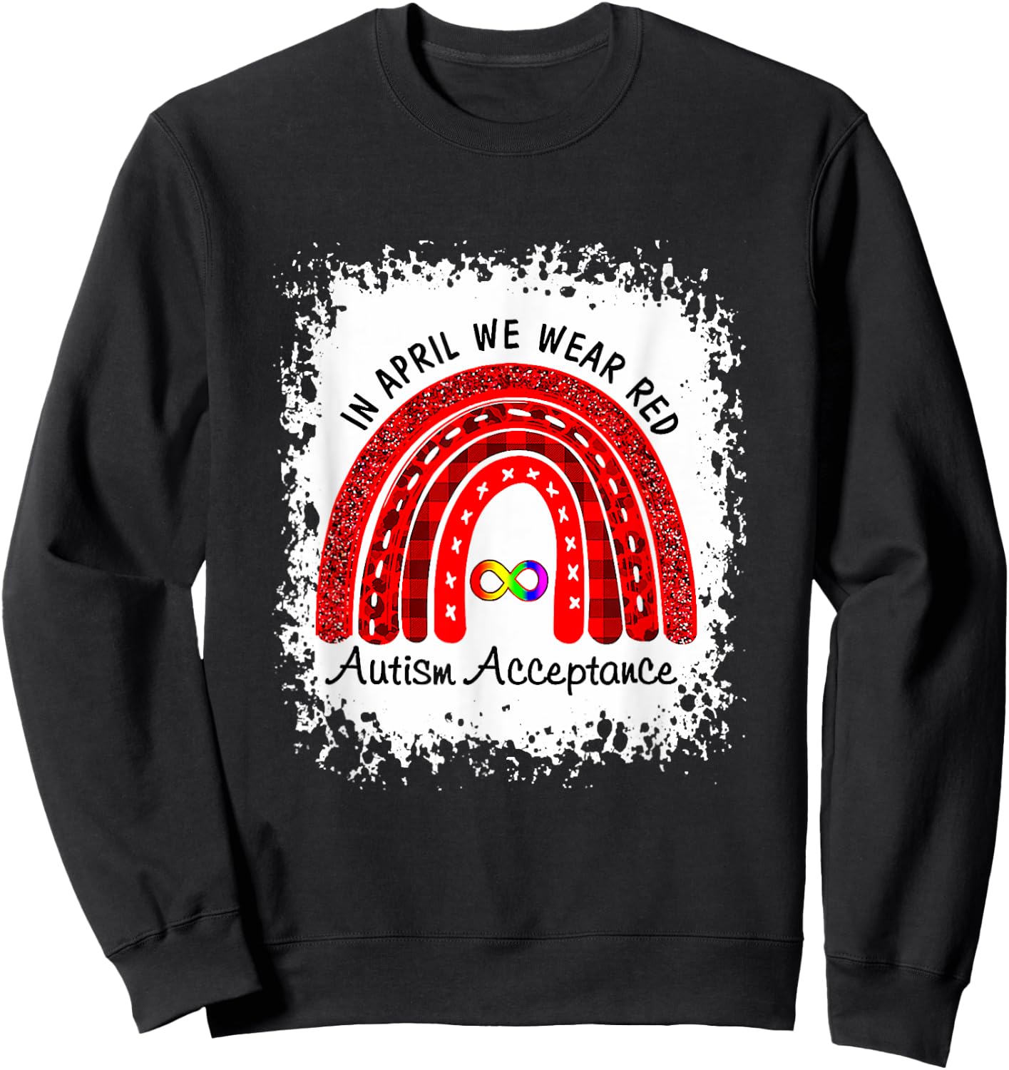 In April Wear Red Instead Autism-Acceptance Sweatshirt - Sweatshirt | Black