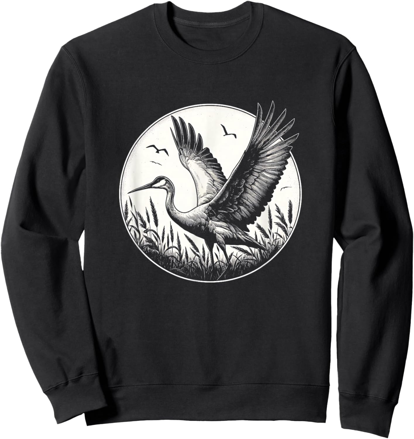 Canada Crane Bird Graphic Design Sweatshirt - Sweatshirt | Black
