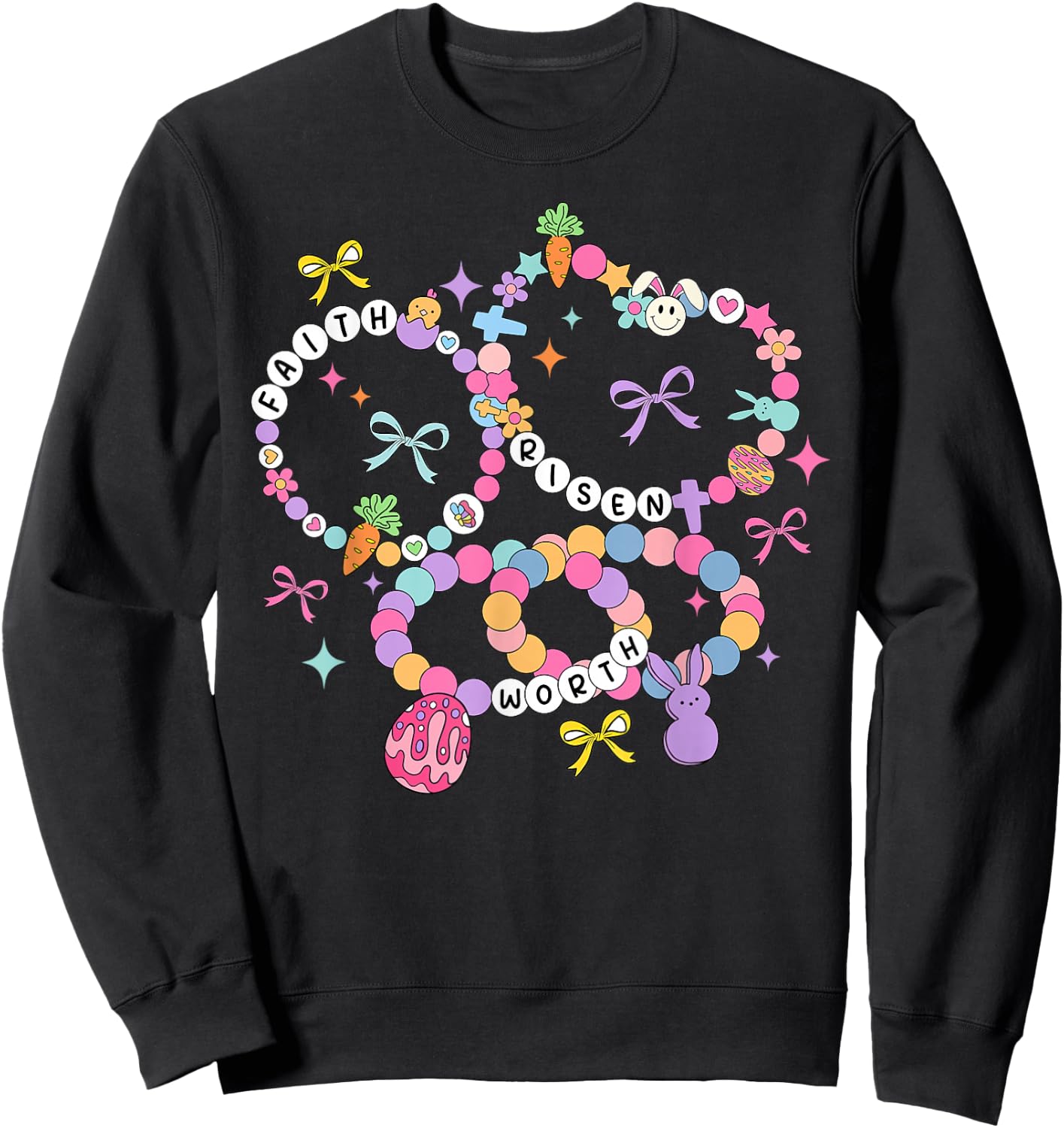 Happy Easter Friendship Bracelets Easter Day Women Girl Kids Sweatshirt - Sweatshirt | Black