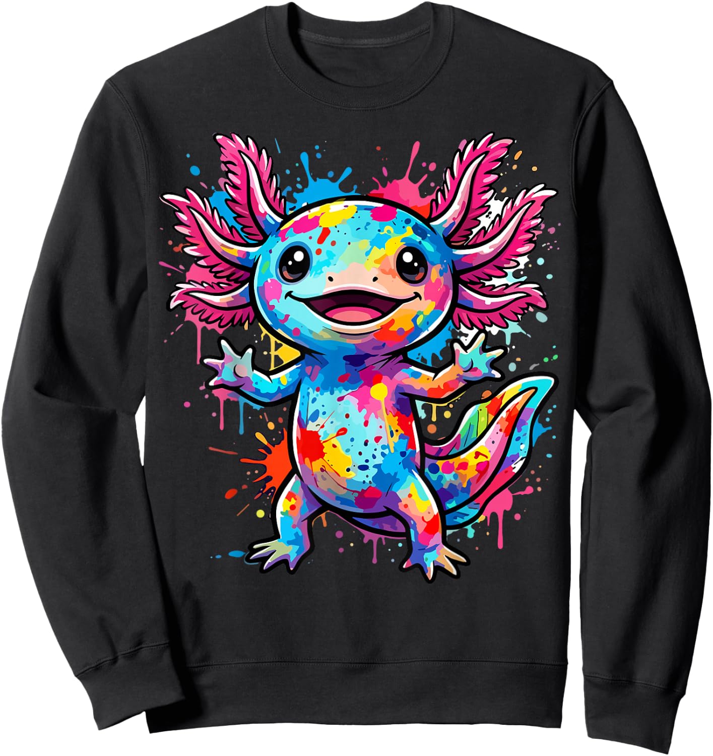 Cute Axolotl Colorful Kawaii Sweatshirt - Sweatshirt | Black