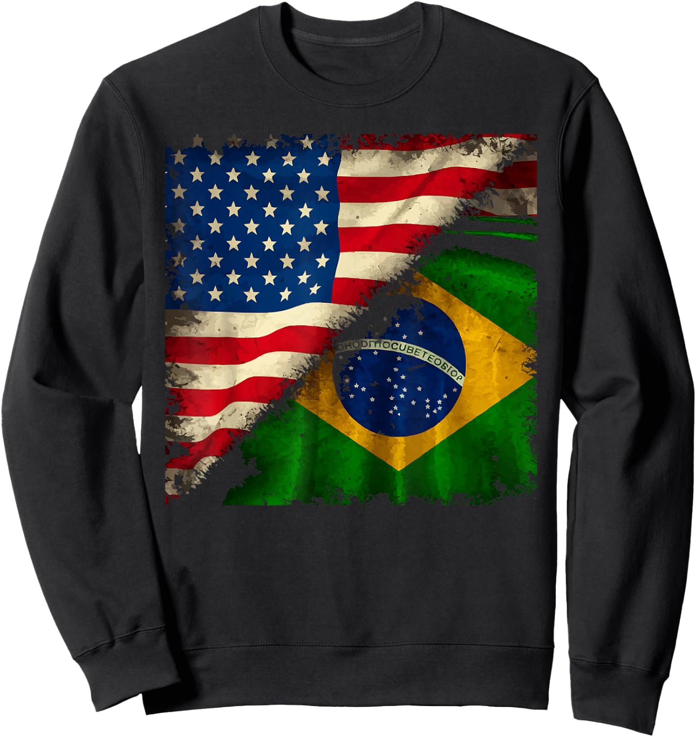 Half American Half Brazilian USA Flag Brazil America Sweatshirt - Sweatshirt | Black