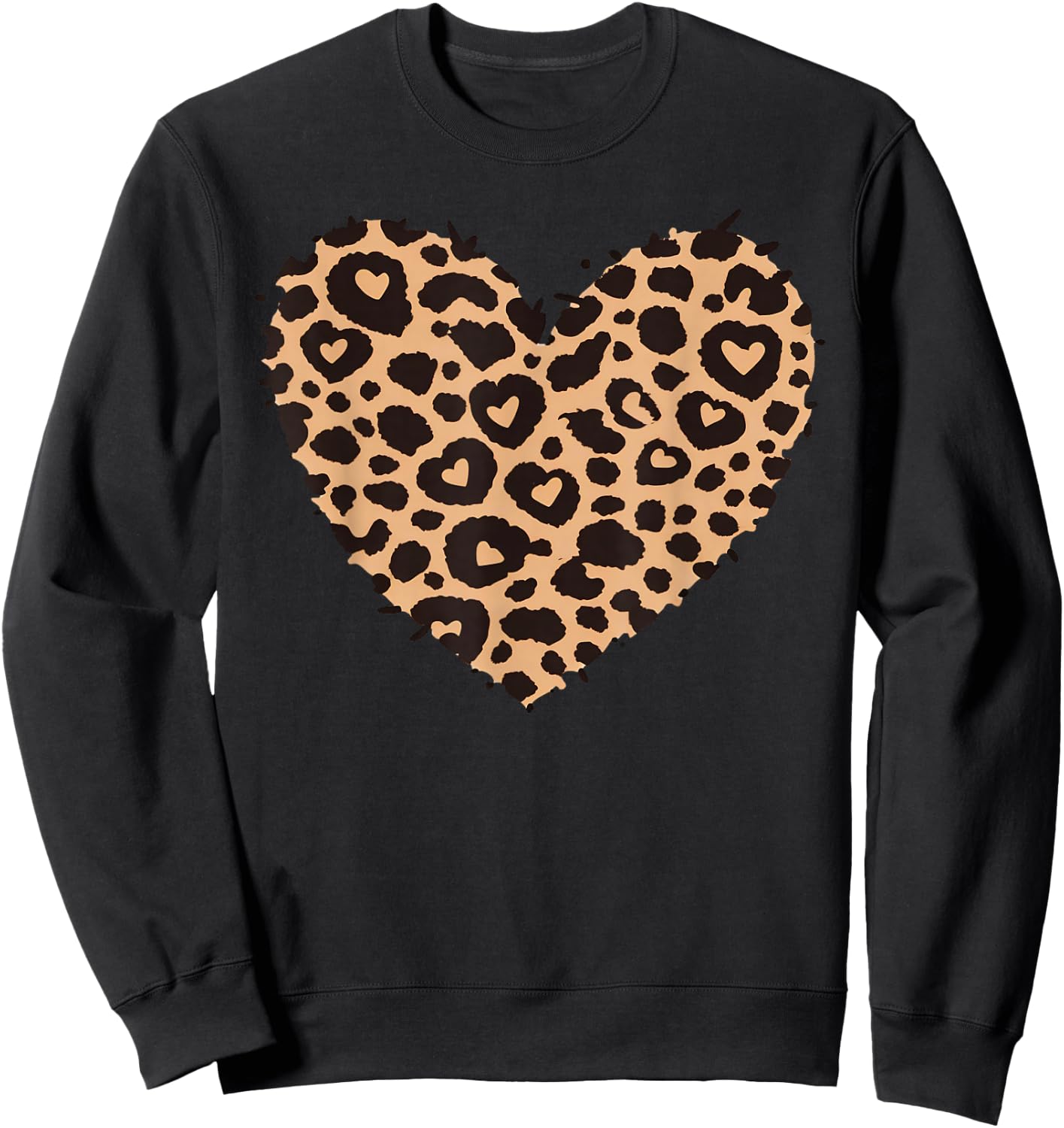 Cheetah Leopard Heart Girls Animal Print , black Sweatshirt - Sweatshirt | Black