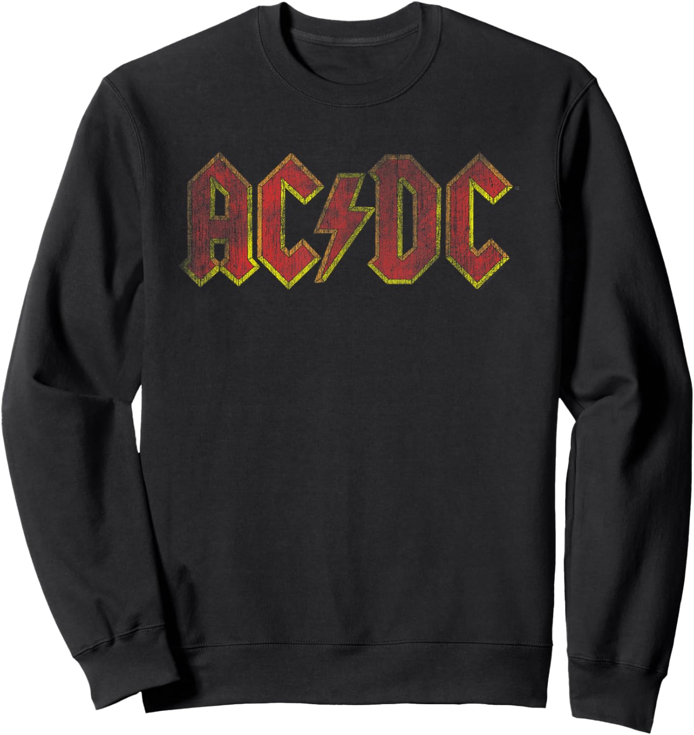 Official AC/DC Distressed Red Logo Band Vintage Sweatshirt - Sweatshirt | Black