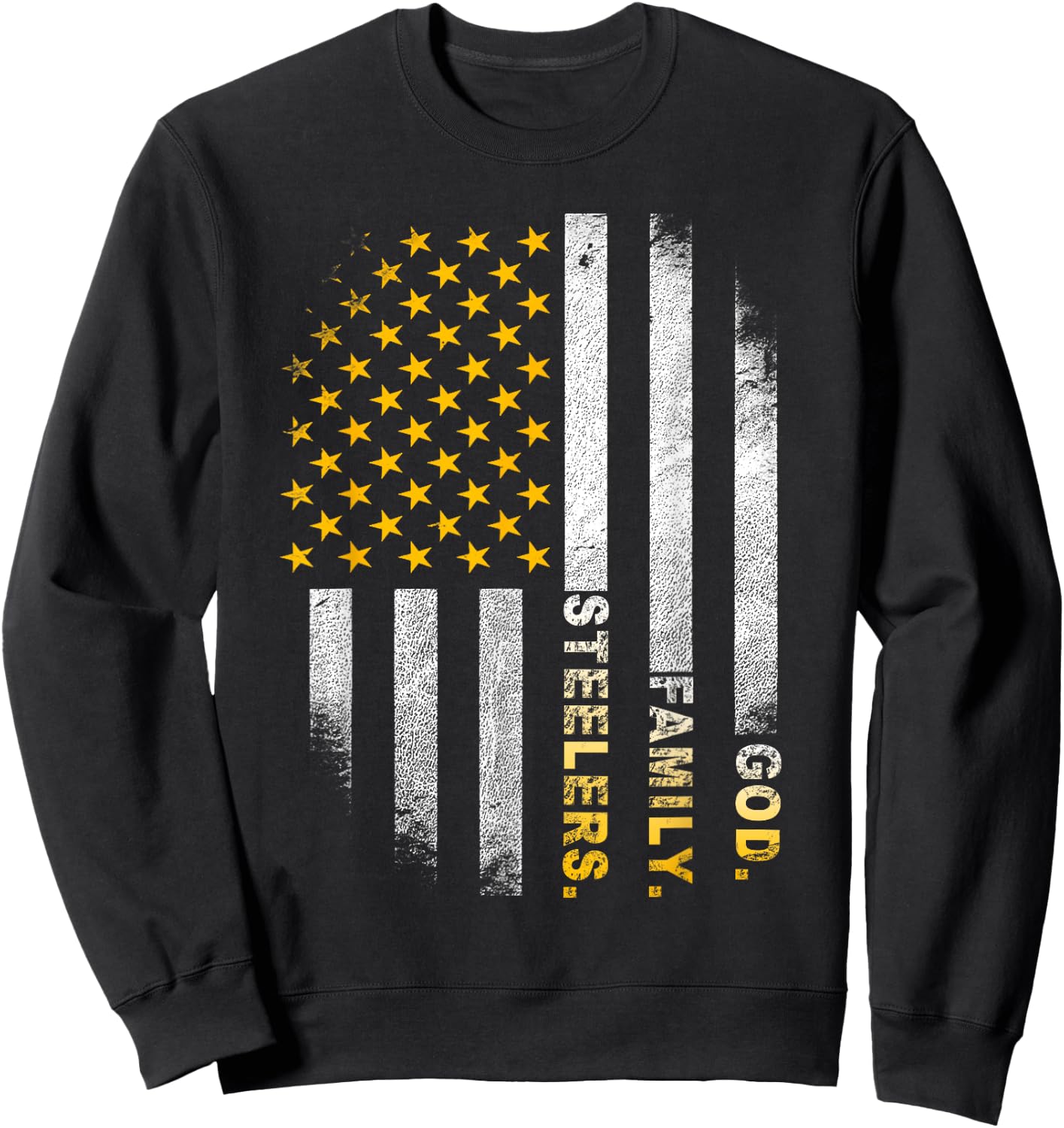 God Family Steelers-Pro Us Flag Shirt Father's Day Dad Gift Sweatshirt - Sweatshirt | Black