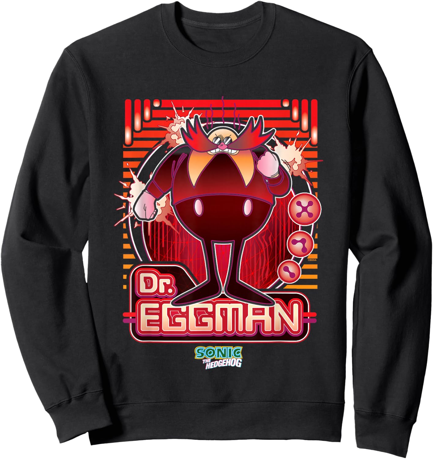 Sonic The Hedgehog Dr. Eggman Furious Portrait Retro Sweatshirt - Sweatshirt | Black