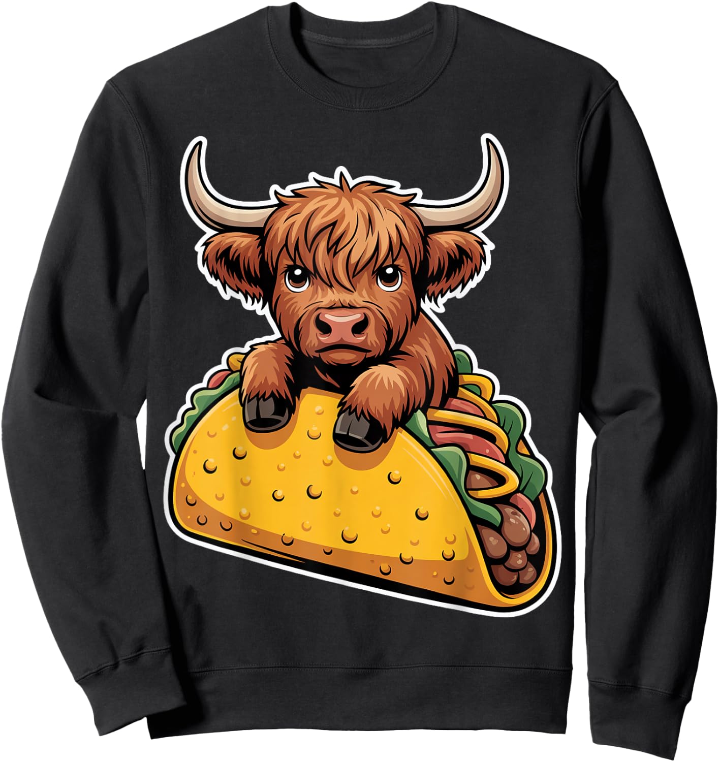 Cute Highland Cow Taco Sweatshirt - Sweatshirt | Black