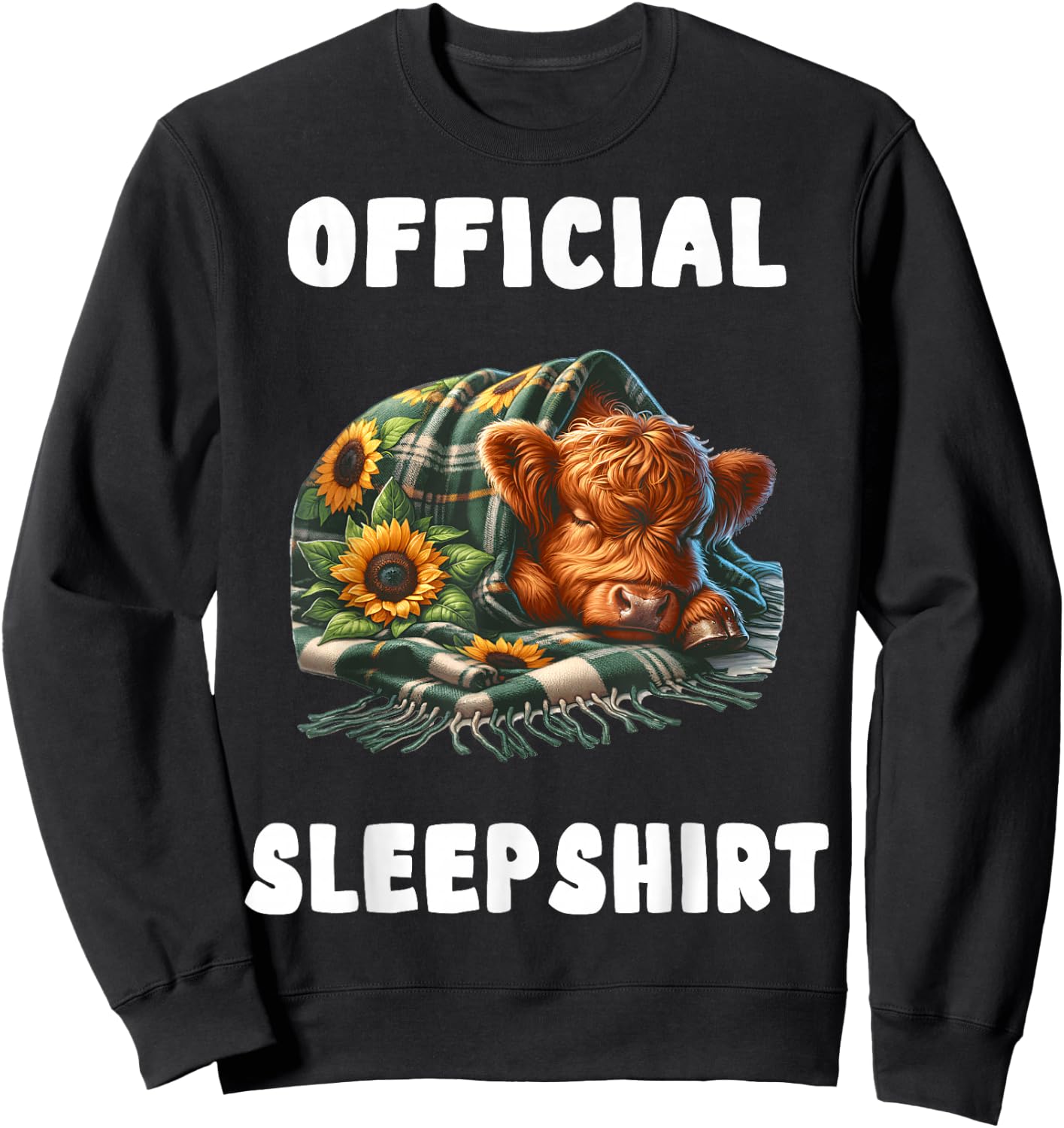 Highland_cow - Official Sleepshirt Pajamas Nightgown Sweatshirt - Sweatshirt | Black