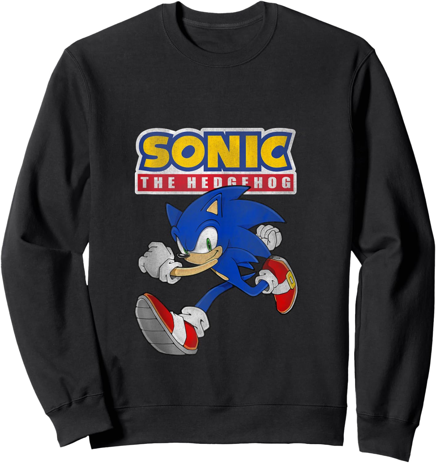 Sonic The Hedgehog Running Sonic Cool Portrait Vintage Sweatshirt - Sweatshirt | Black