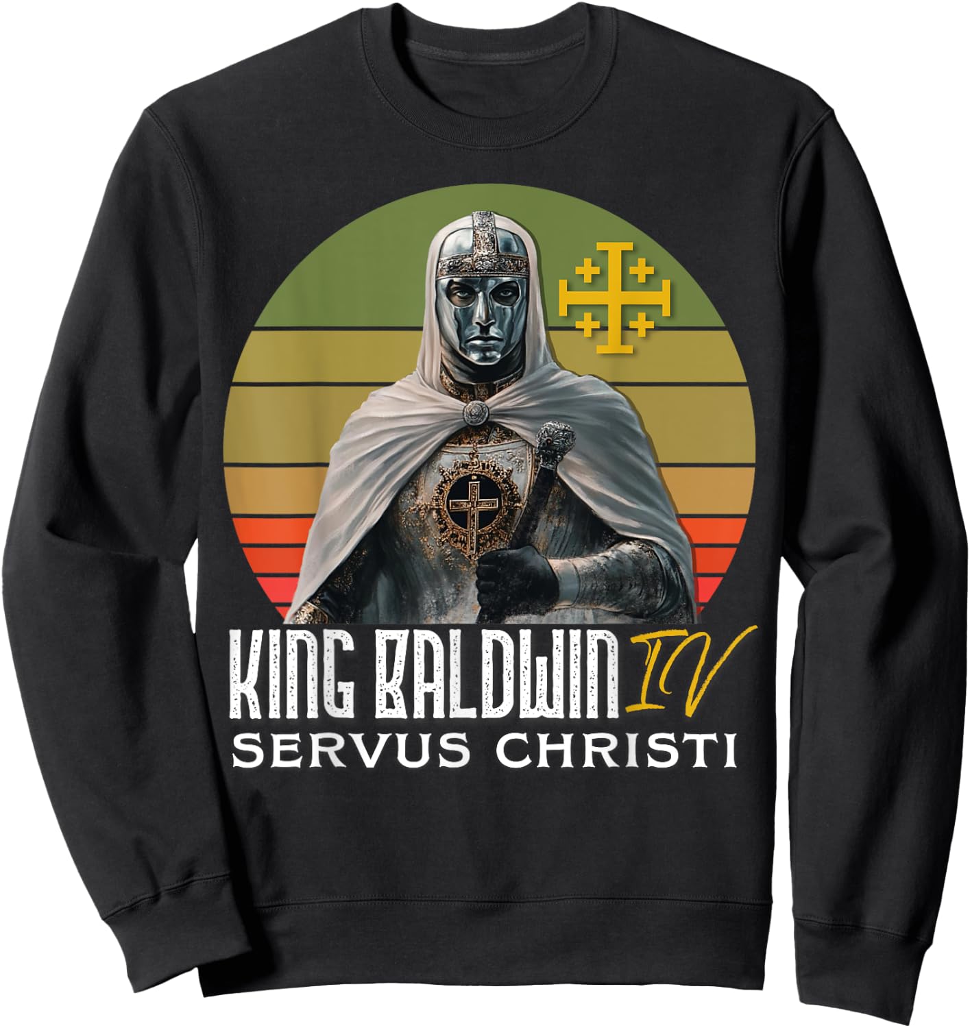 King Baldwin IV Jerusalem Cross Catholic Sweatshirt - Sweatshirt | Black