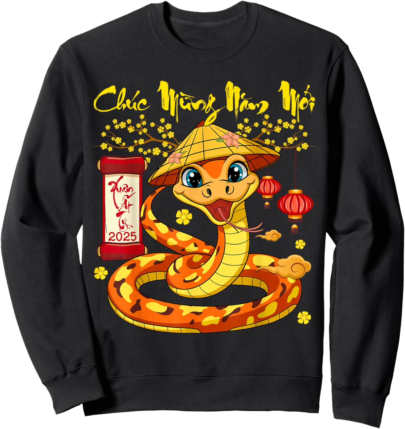 Vietnamese New Year 2025 Chuc Mung Nam Moi Tet At Ty 2025 Sweatshirt - Sweatshirt | Black