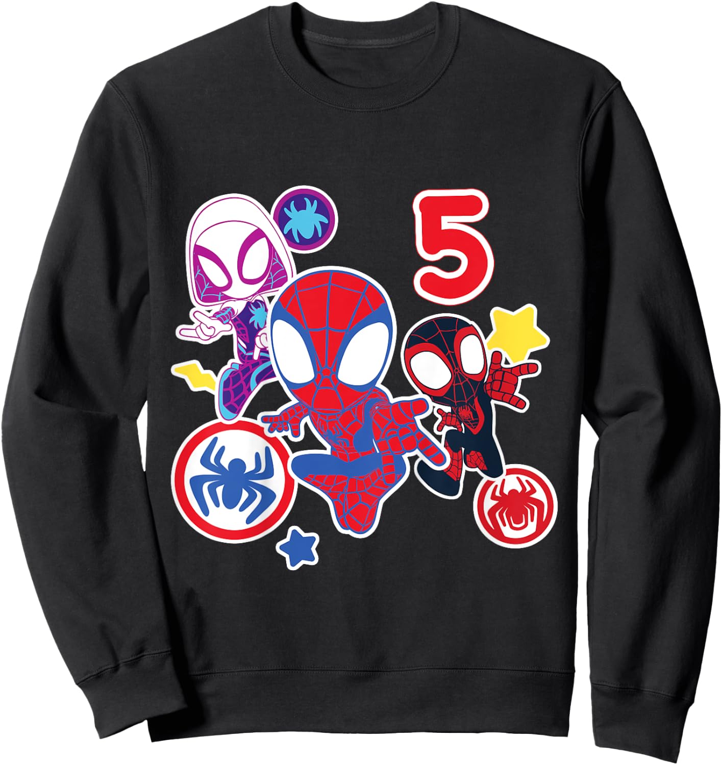 Kids Marvel Spidey and His Amazing Friends 5 Year Old Birthday , black Sweatshirt - Sweatshirt | Black