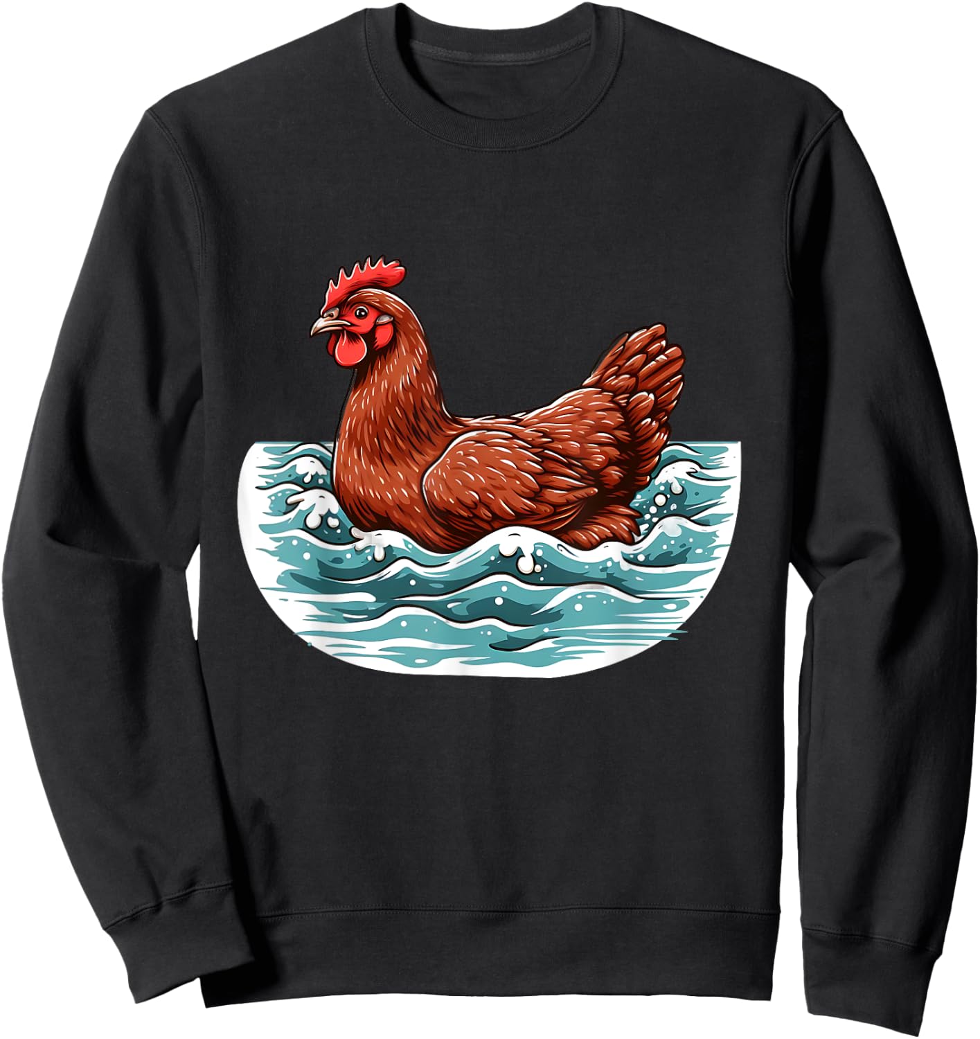 Chicken Swimming Through the Ocean - Swimming Chicken Sweatshirt - Sweatshirt | Black