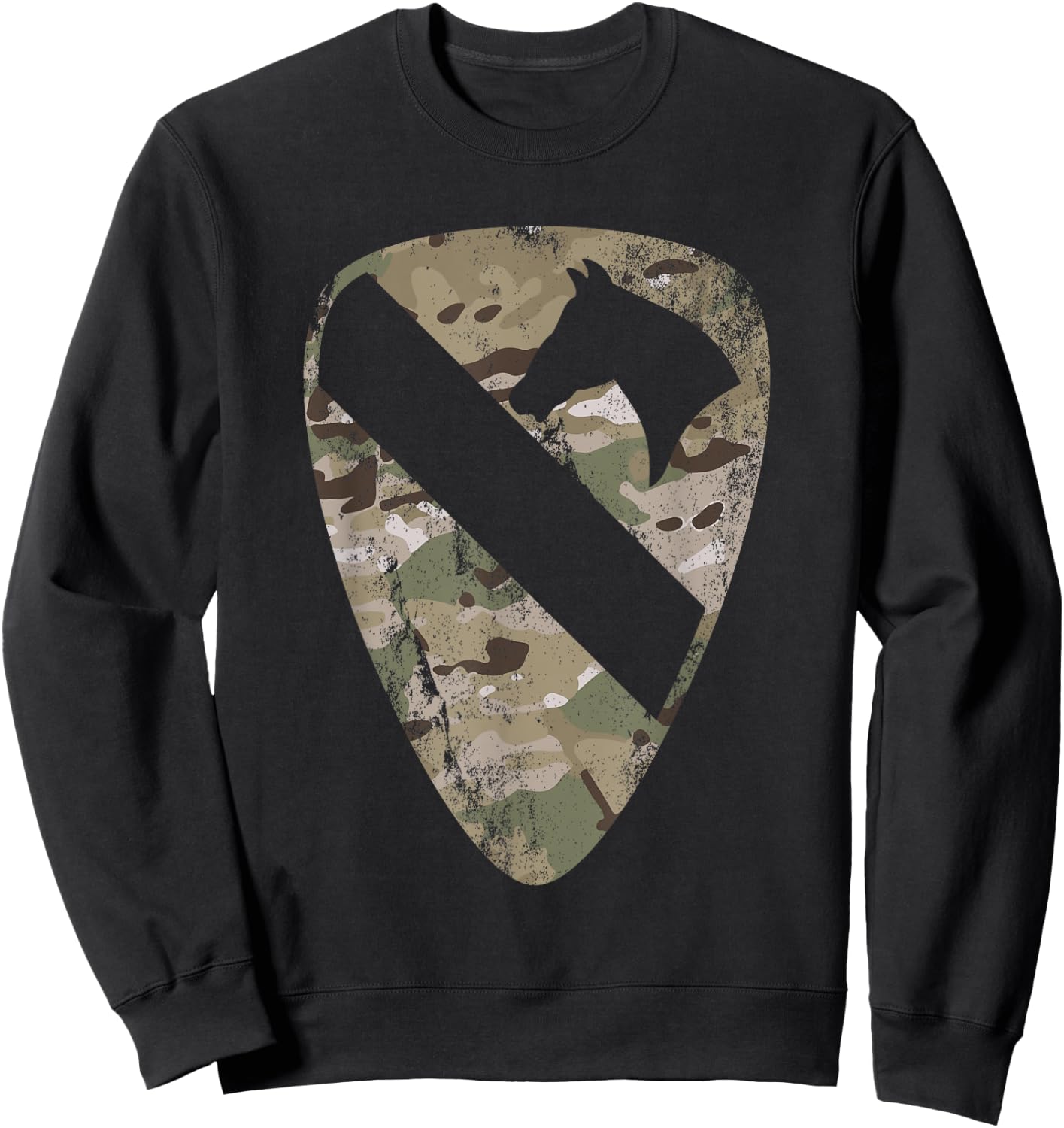 1st Cavalry Division Patch - 1st CAV Multicam Camo - Vintage Sweatshirt - Sweatshirt | Black