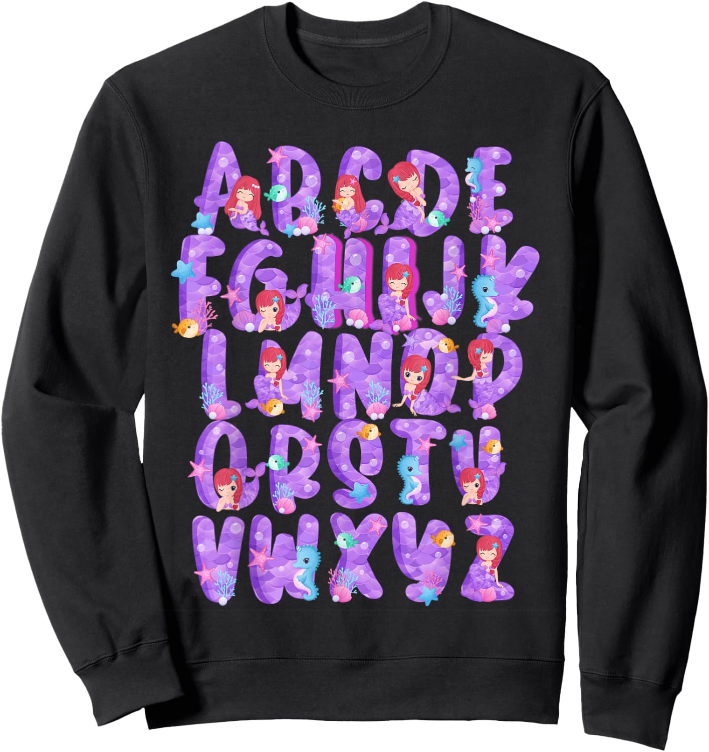 Mermaid Alphabet Hi Preschool PreK Kindergarten Kid Teacher Sweatshirt - Sweatshirt | Black