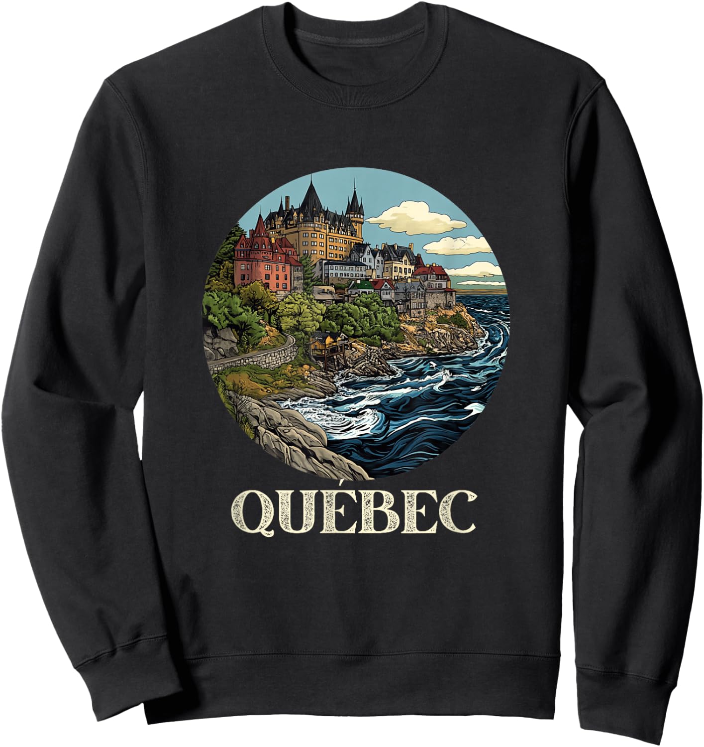 Retro Quebec Souvenir Canada Souvenir / Quebec Sweatshirt - Sweatshirt | Black