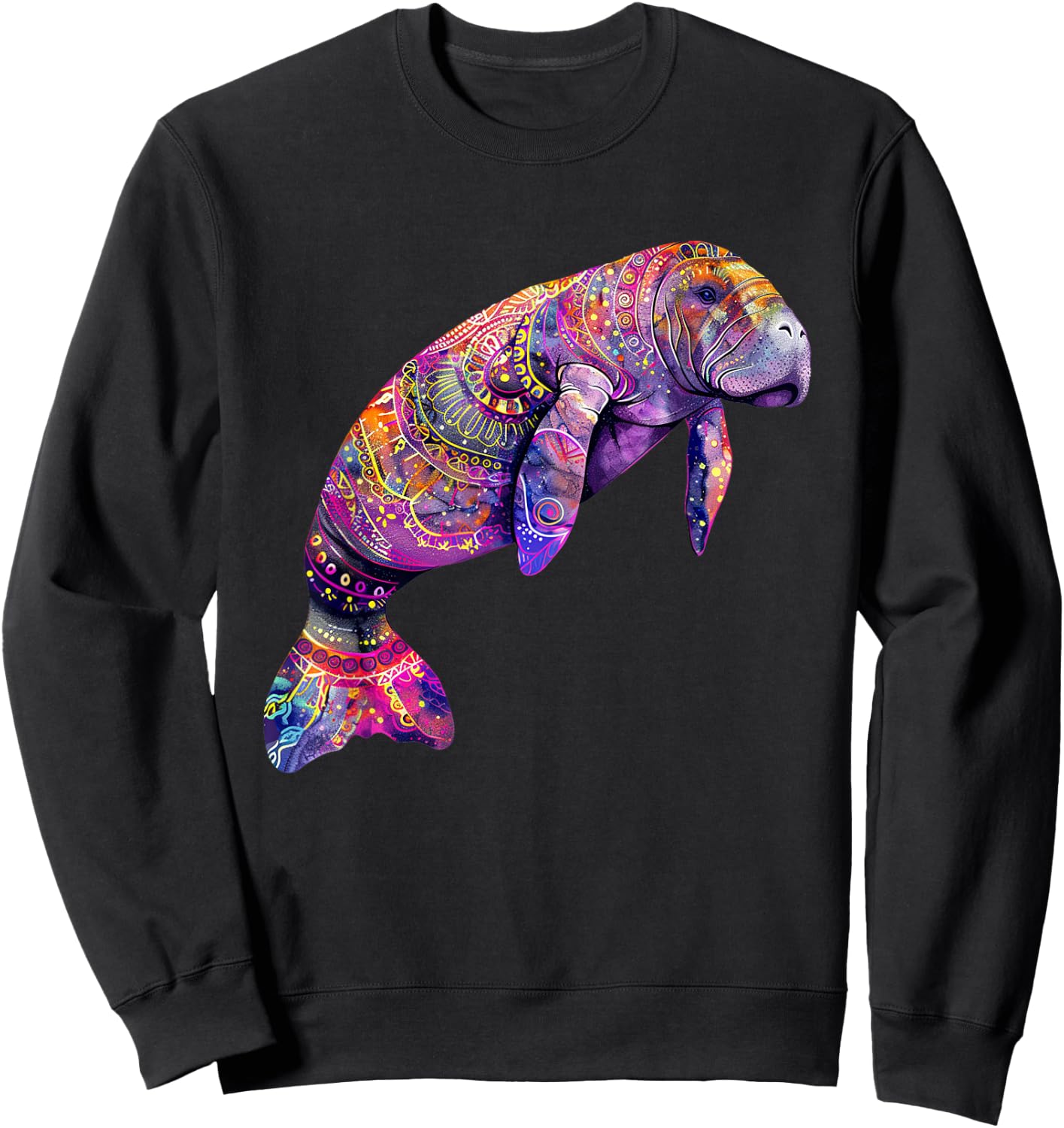 Manatee Tie Dye Pattern Shirt Cute Manatee Men Women Sweatshirt - Sweatshirt | Black