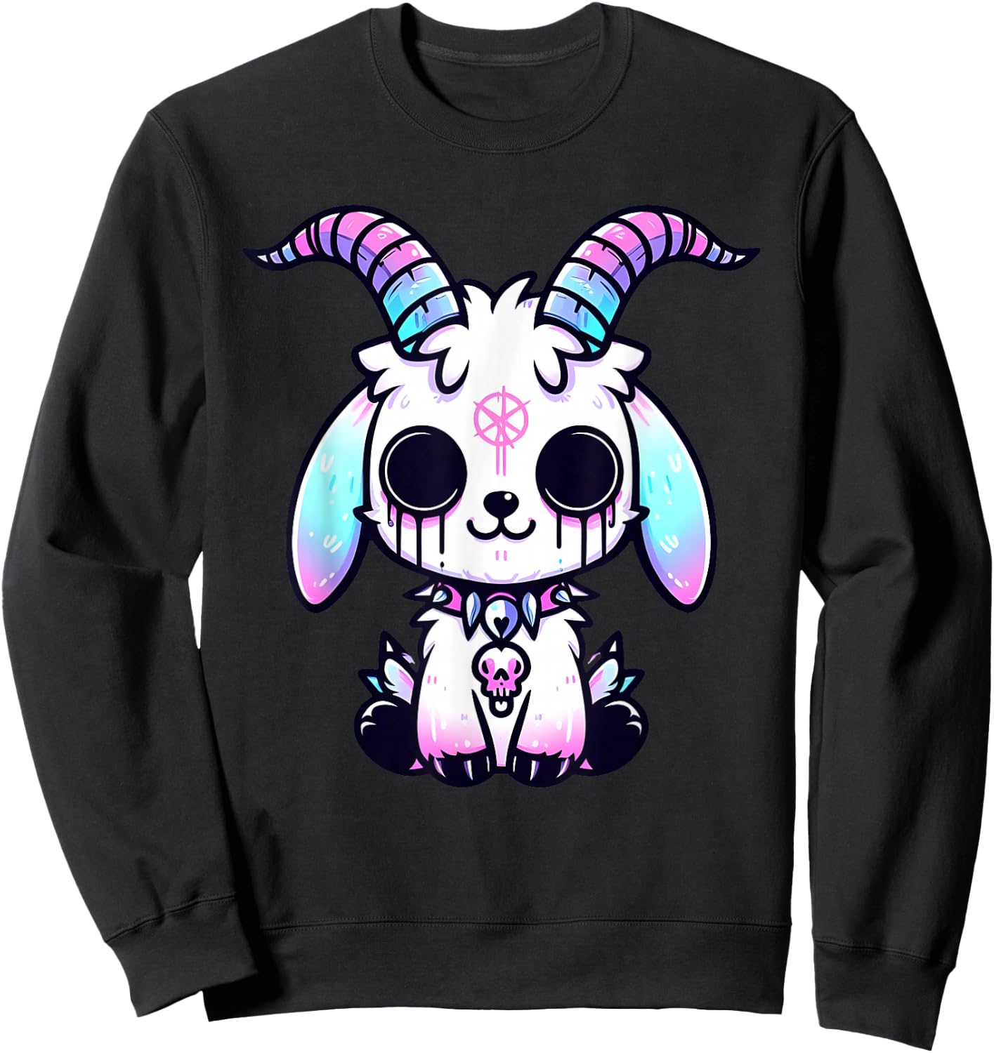 Kawaii Pastel goth Creepy Cute Baphomet Goat Kids Sweatshirt - Sweatshirt | Black