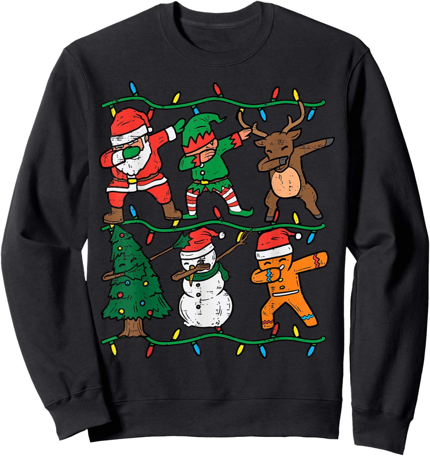 Dabbing Santa Elf Xmas PJs Christmas Men Girl Youth Boy Kids Sweatshirt - Sweatshirt | Black