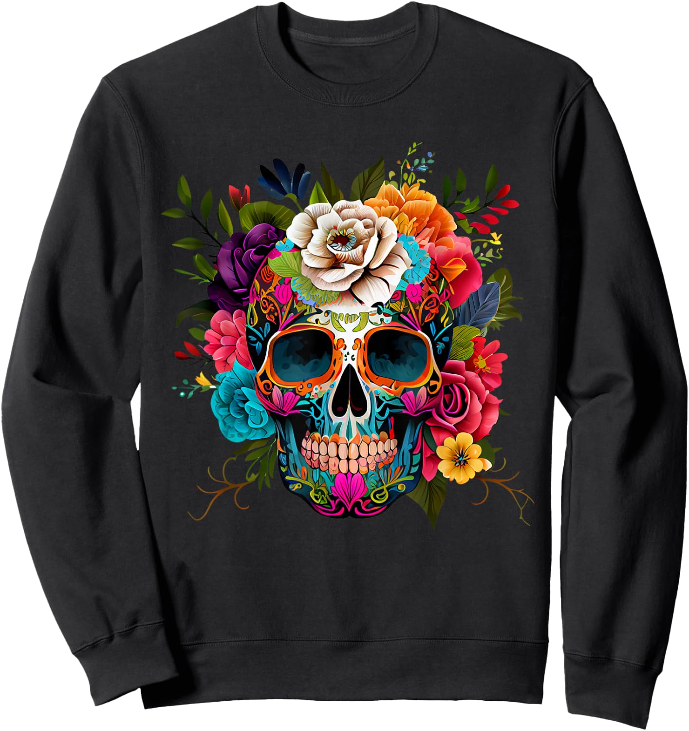 Dia De Los Muertos Deko Mexikanischer Kopf Sugar Skull Sweatshirt - Sweatshirt | Black