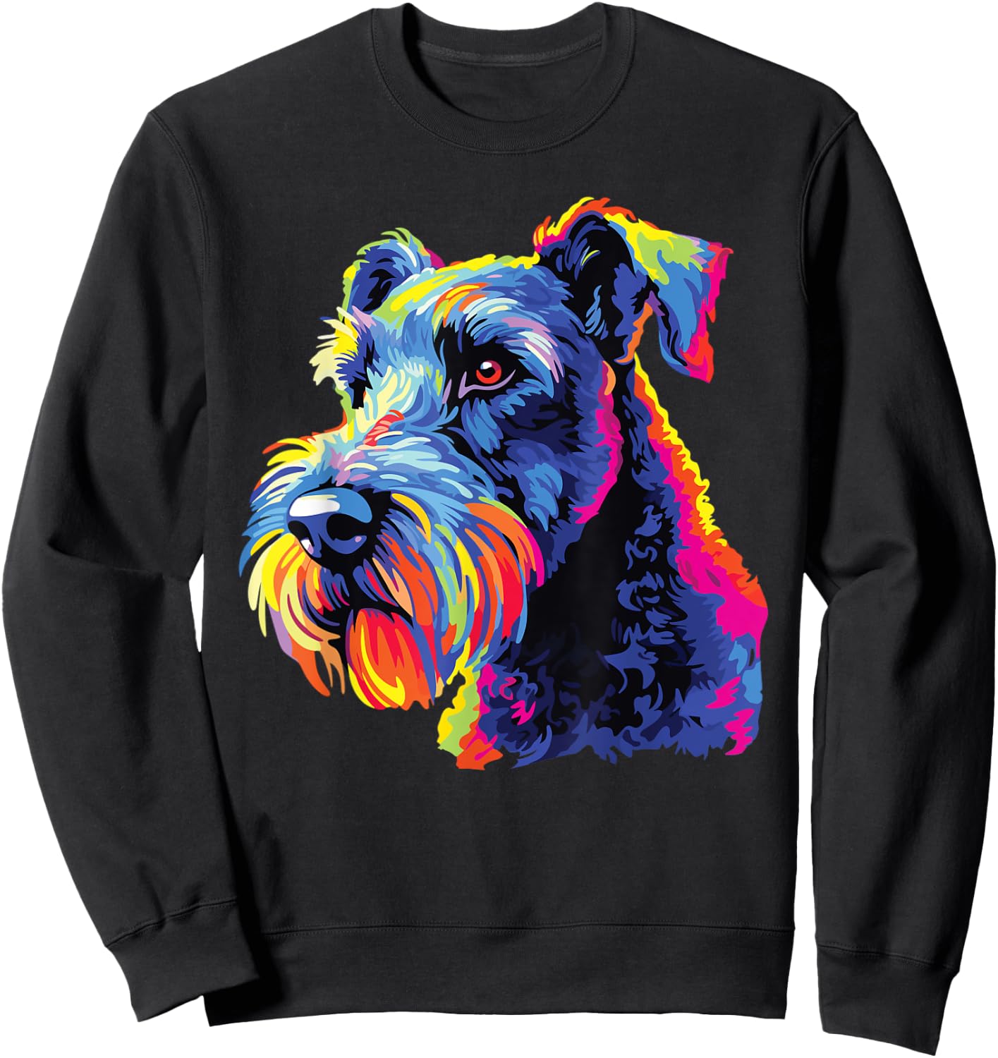 Watercolor Colorful Kerry Blue Terrier Dogs Sweatshirt - Sweatshirt | Black