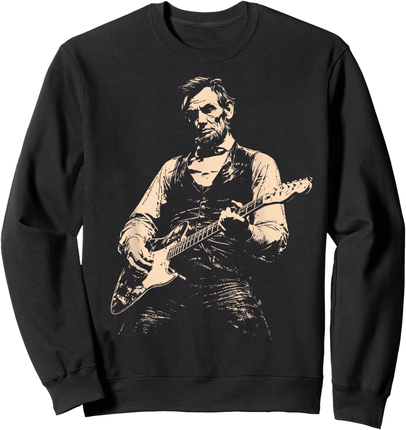 Retro George Washington Abe Lincoln Guitar Duo Sweatshirt - Sweatshirt | Black