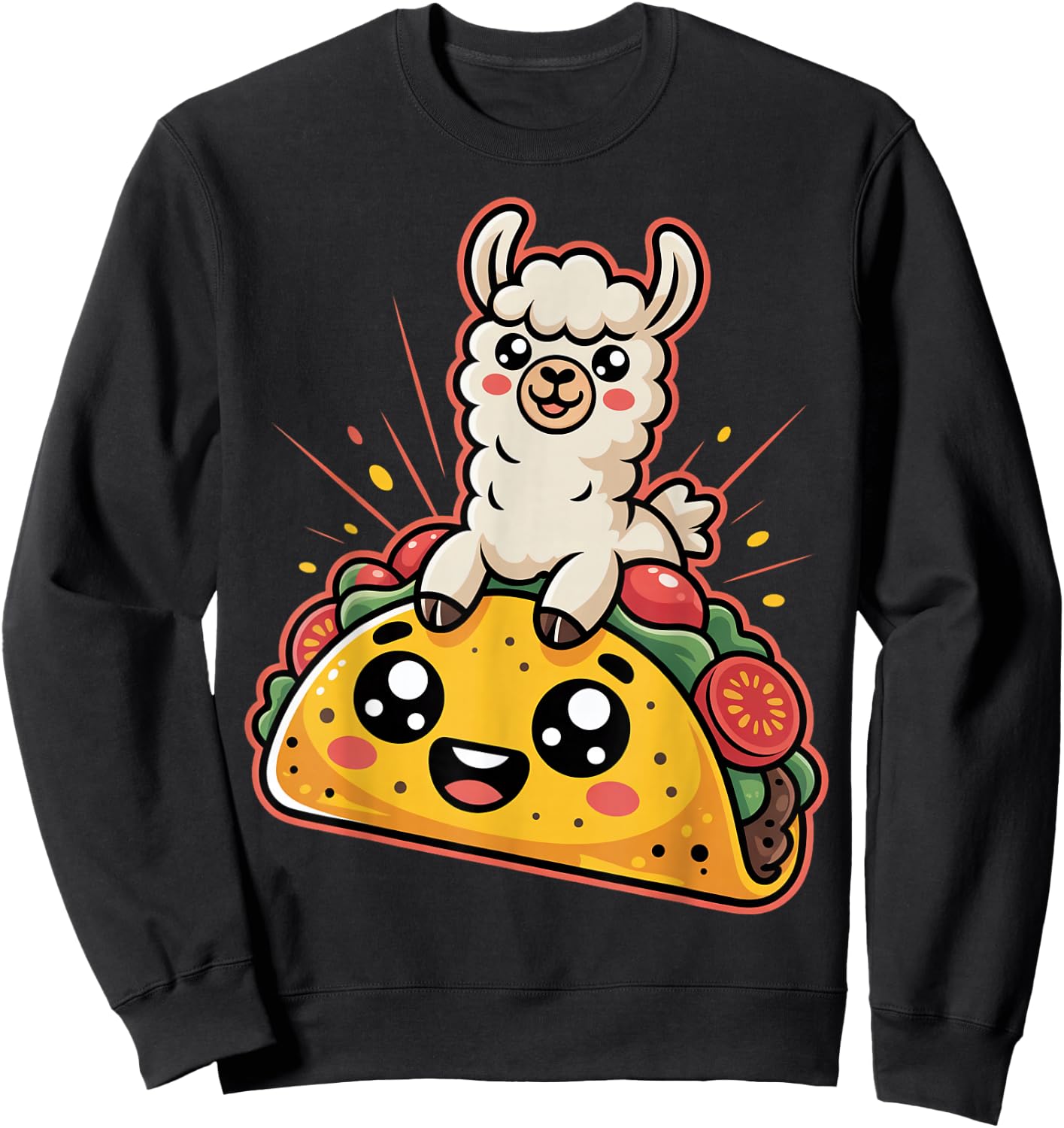 Cute Taco With Llama Vibes Sweatshirt - Sweatshirt | Black