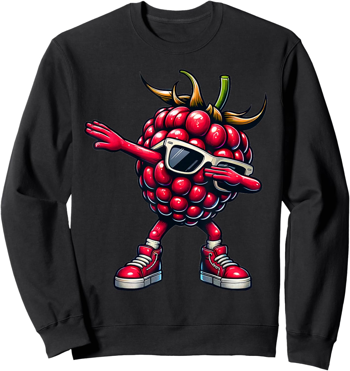 Dabbing Himbeere | Lustige rosa Himbeer Obst Frucht Geschenk Sweatshirt - Sweatshirt | Black