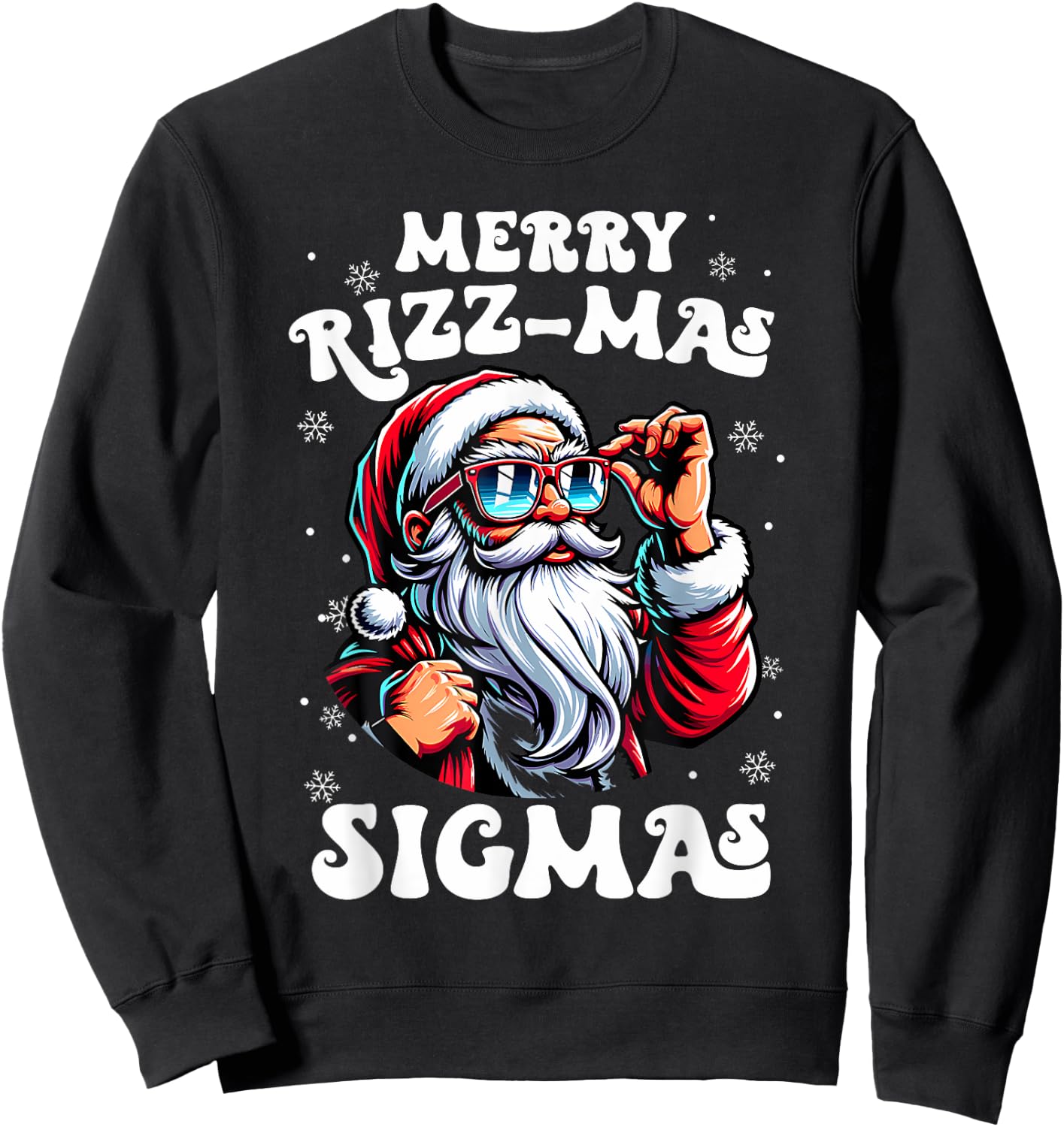 Merry Rizz Mas Sigmas Funny Gen Alpha X-Mas Santa Christmas Sweatshirt - Sweatshirt | Black