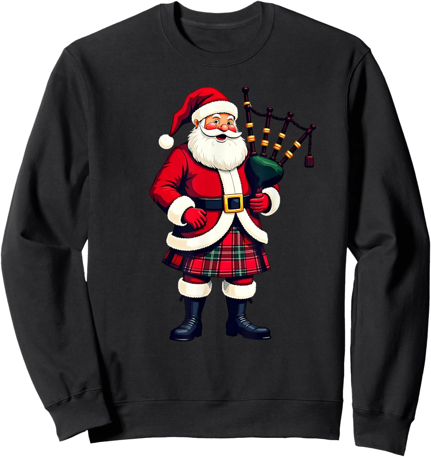 Scottish Santa Playing Bagpipe Christmas , Black, S Sweatshirt - Sweatshirt | Black