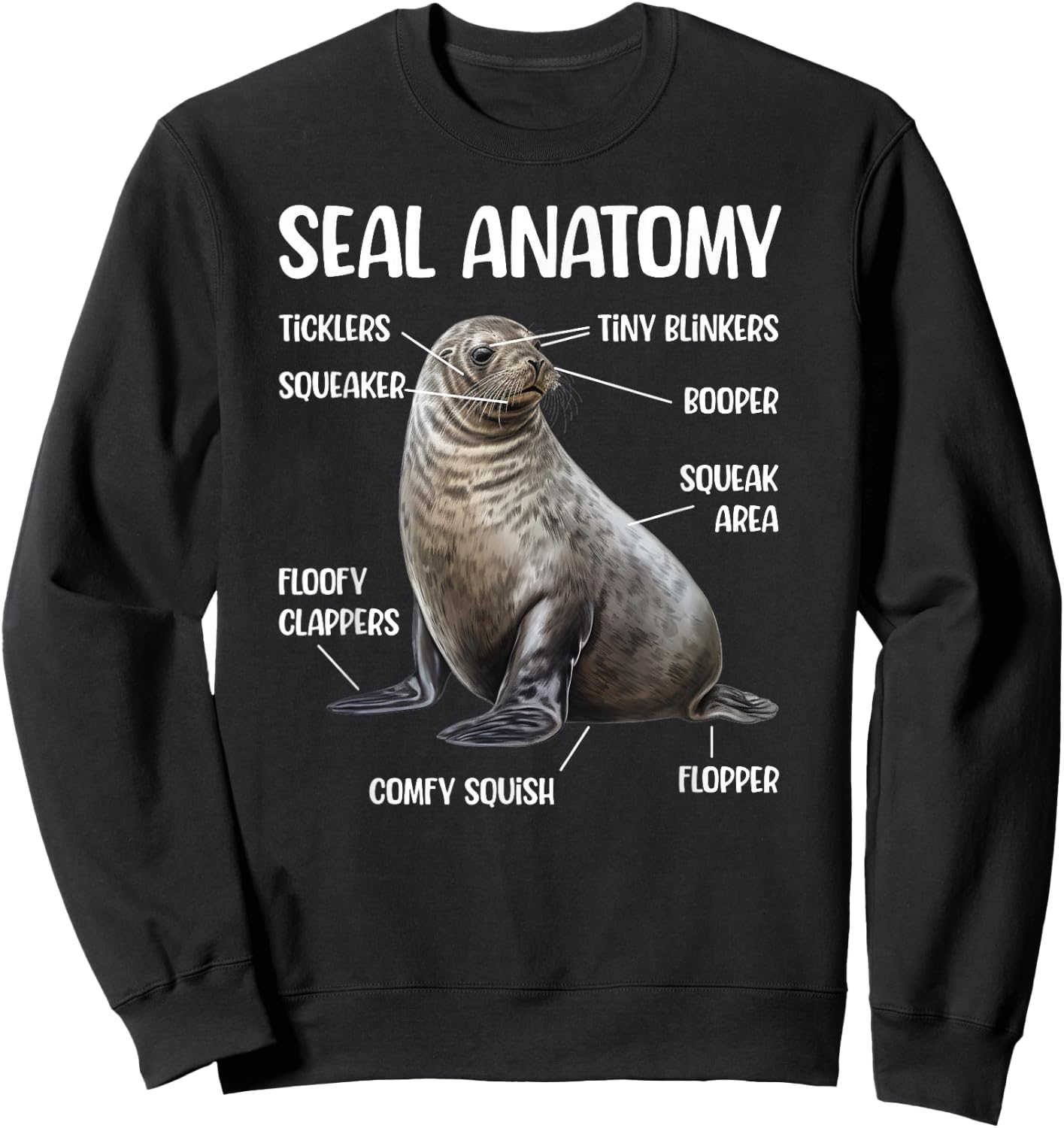 Seal Anatomy Seal Lover Funny Seal Sweatshirt - Sweatshirt | Black
