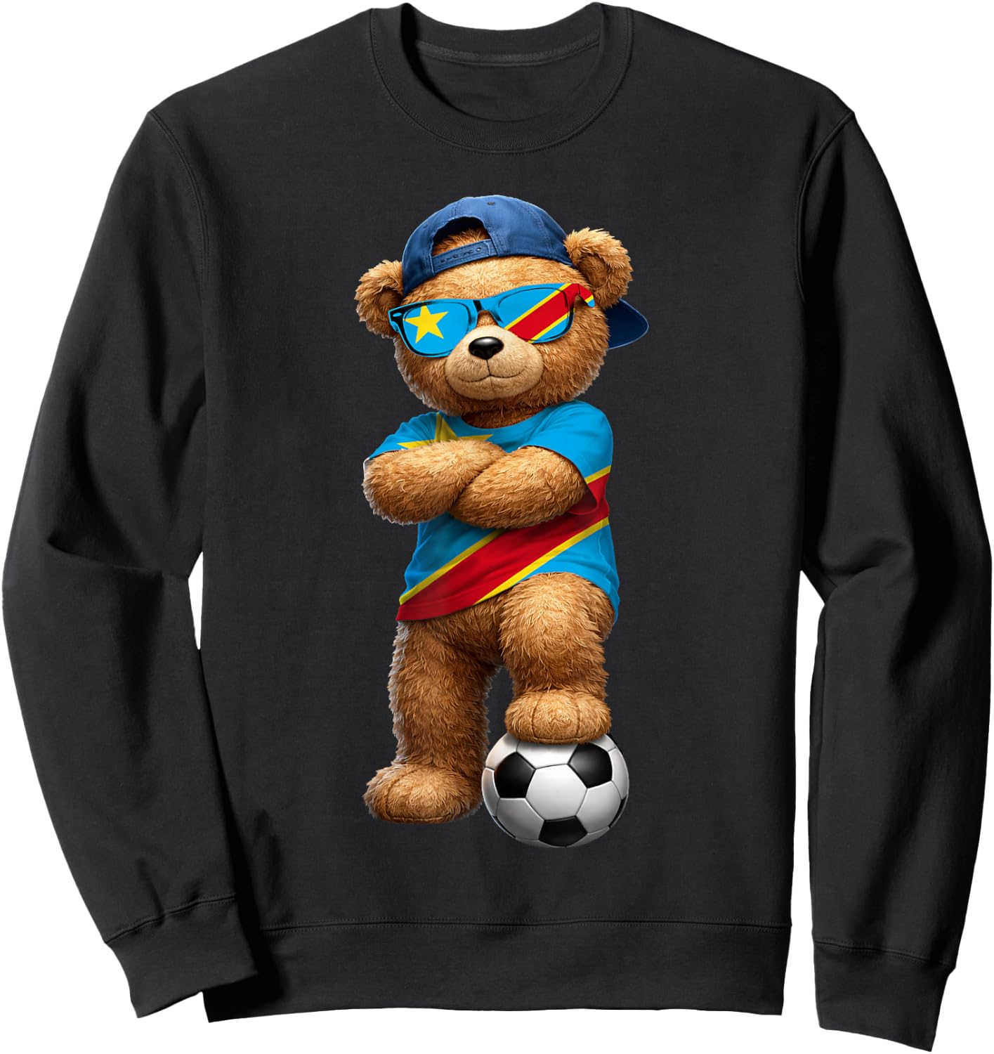 Congolese Flag Teddy Player Sports Outfit for Congo Sweatshirt - Sweatshirt | Black