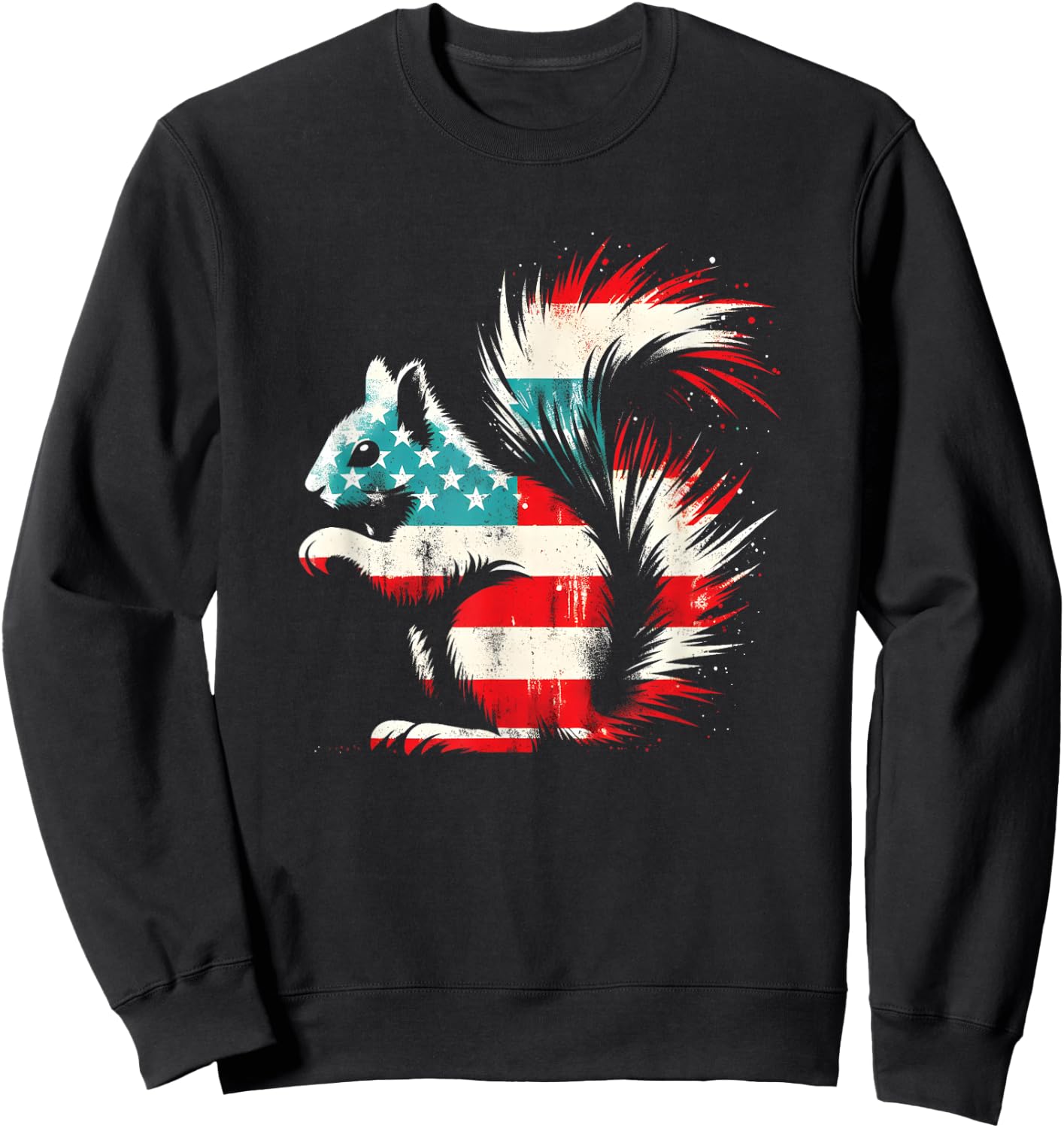 Squirrel American Flag - Patriotic USA Squirrel Rodent Lover Sweatshirt - Sweatshirt | Black