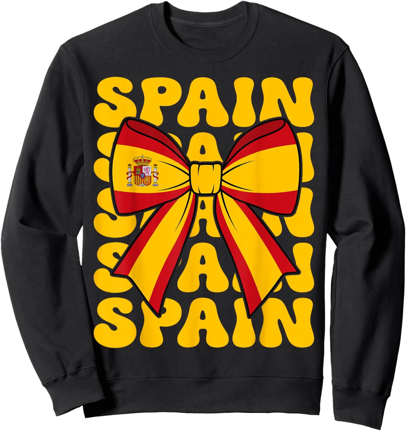Spanish Girl Coquette Bow Spain Flag Cute Retro Groovy Spain Sweatshirt - Sweatshirt | Black