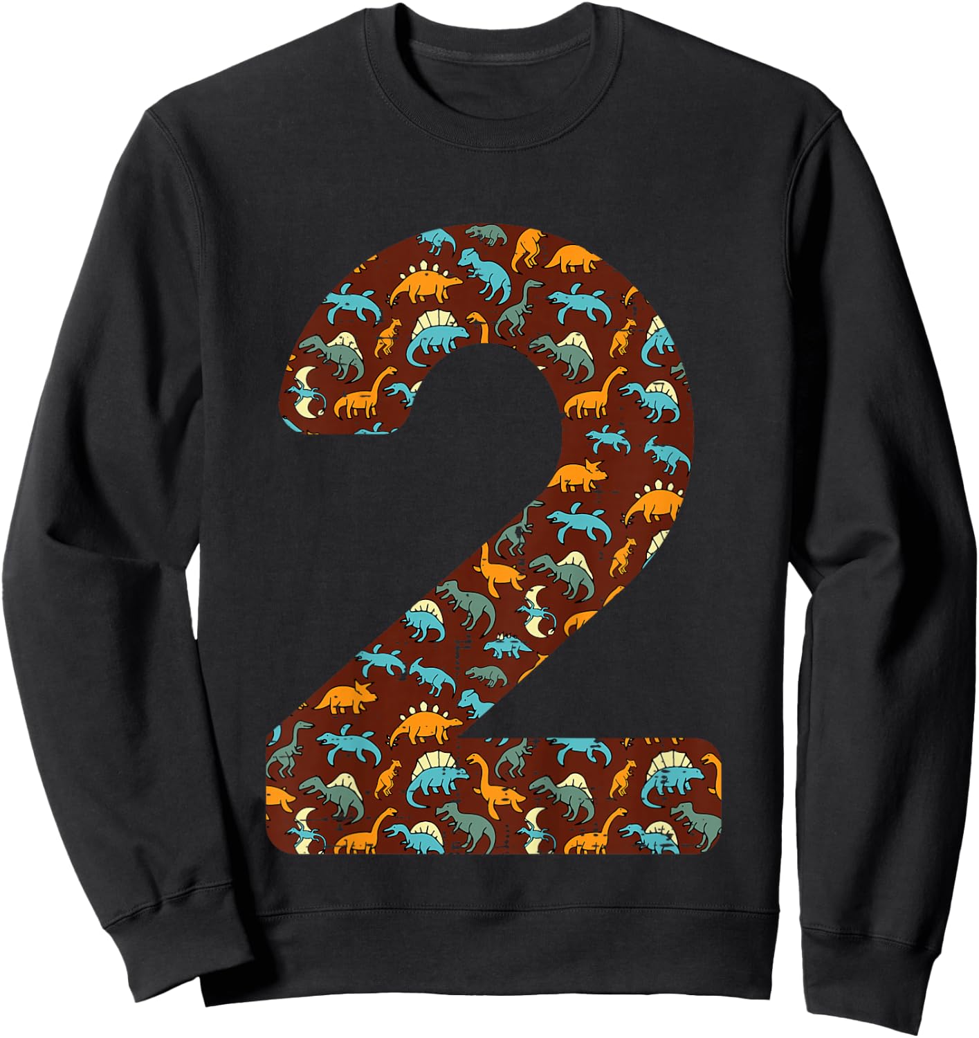 Kids 2nd Birthday 2 Dinosaurs Trex Two Year Bday Toddler Boys Kid Sweatshirt - Sweatshirt | Black