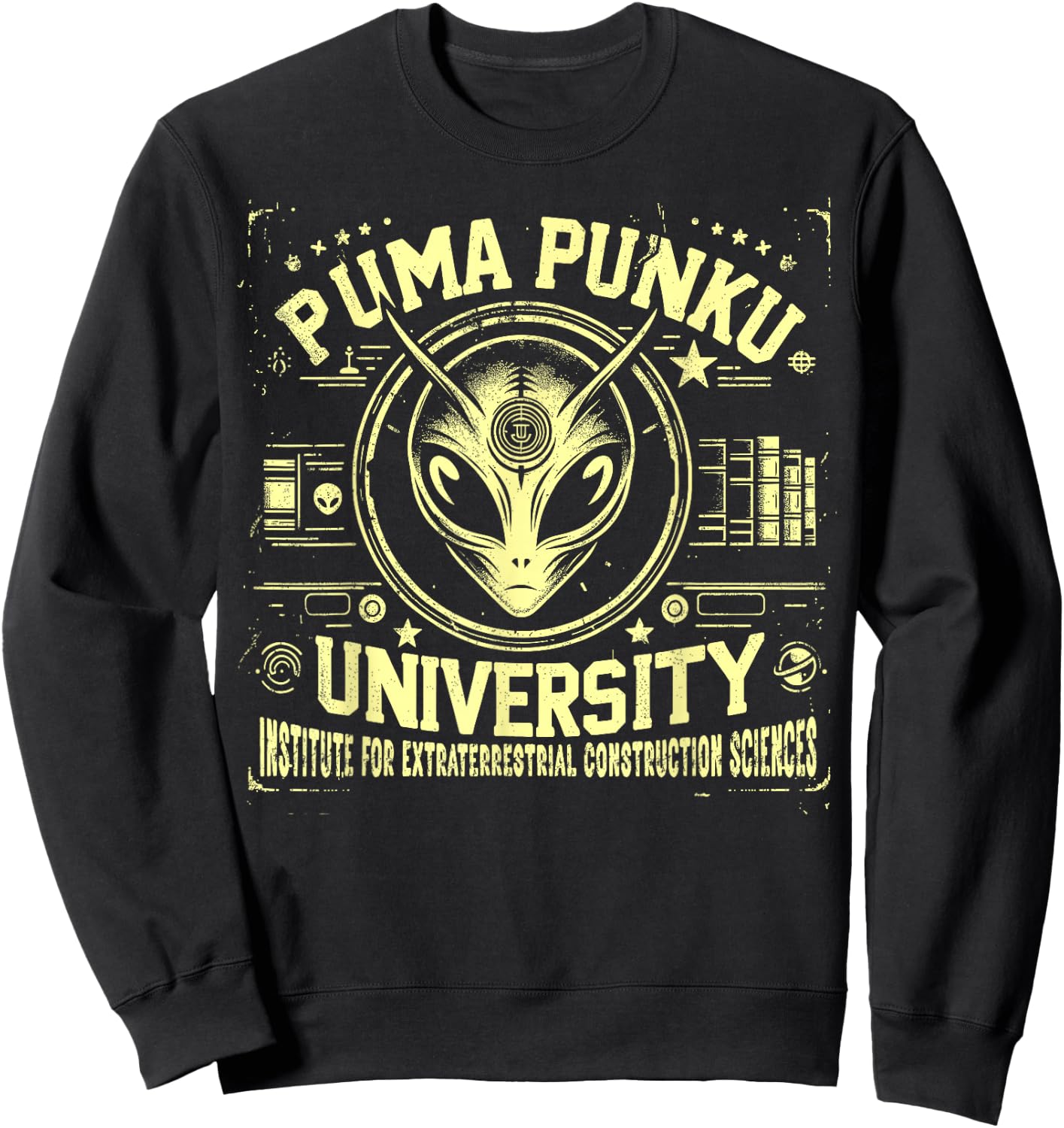 Puma Punku University, Ancient Astronaut Theorist Alien Sweatshirt - Sweatshirt | Black