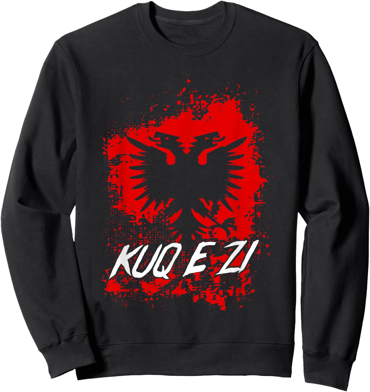 Kuq E Zi Shqipe Albanian Albania Double Eagle Sweatshirt - Sweatshirt | Black