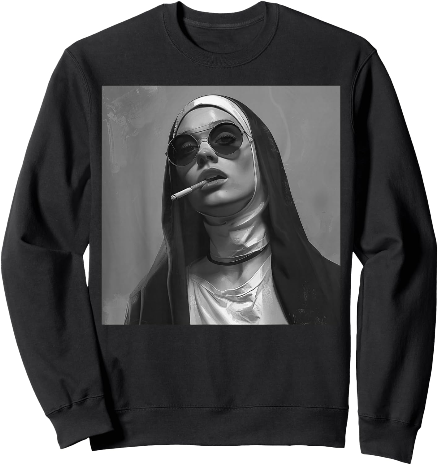 Hot nun smokes cigarette, Rebellious nun Sweatshirt - Sweatshirt | Black