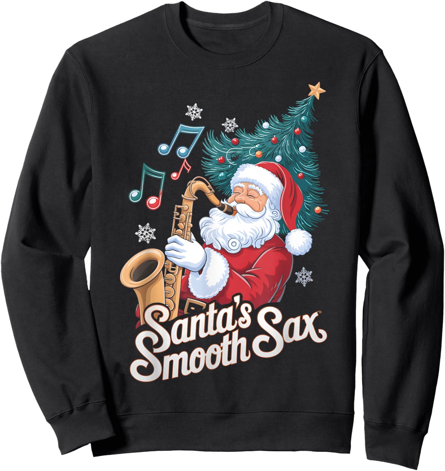 Santas Smooth Sax Saxophone Santa Jazz Christmas Sweatshirt - Sweatshirt | Black