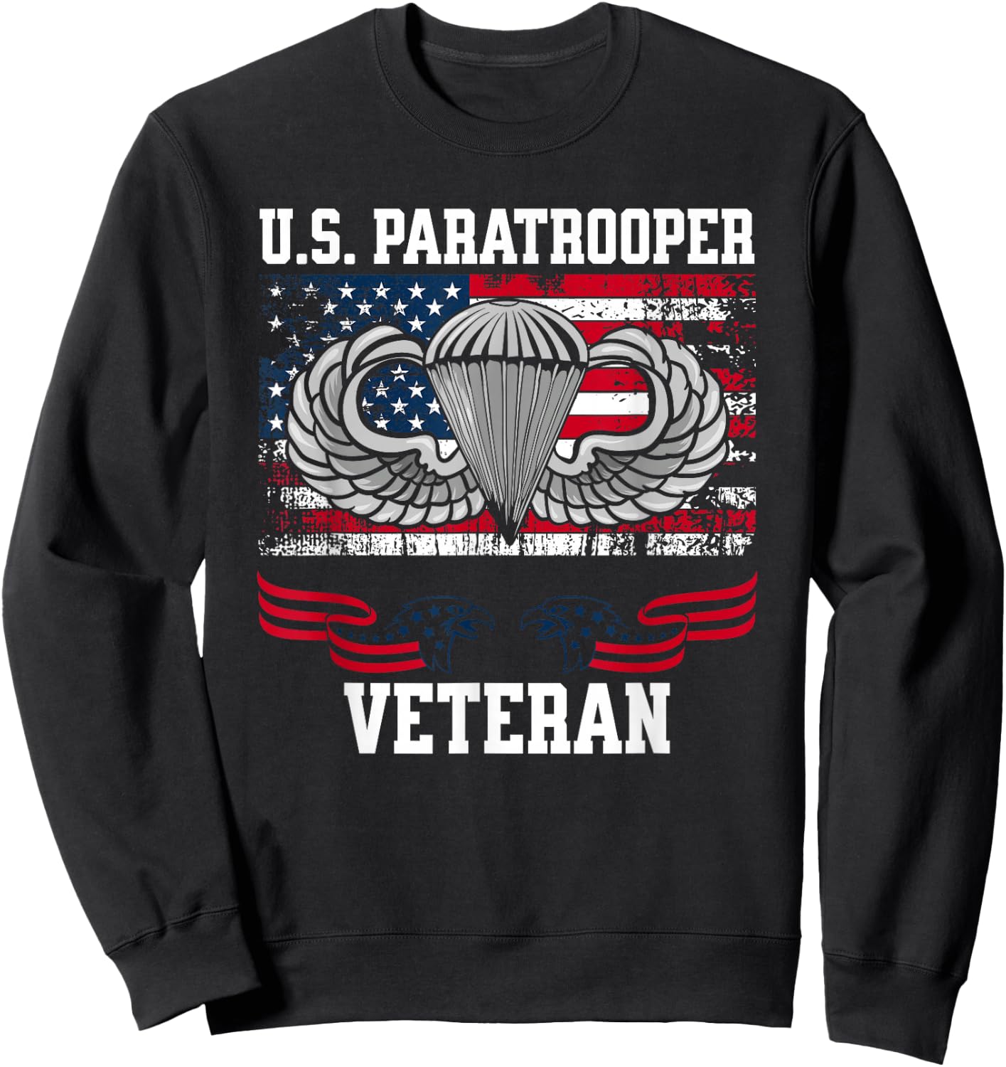 Veteran Paratrooper Jump Wings 82nd Airborne Division Sweatshirt - Sweatshirt | Black