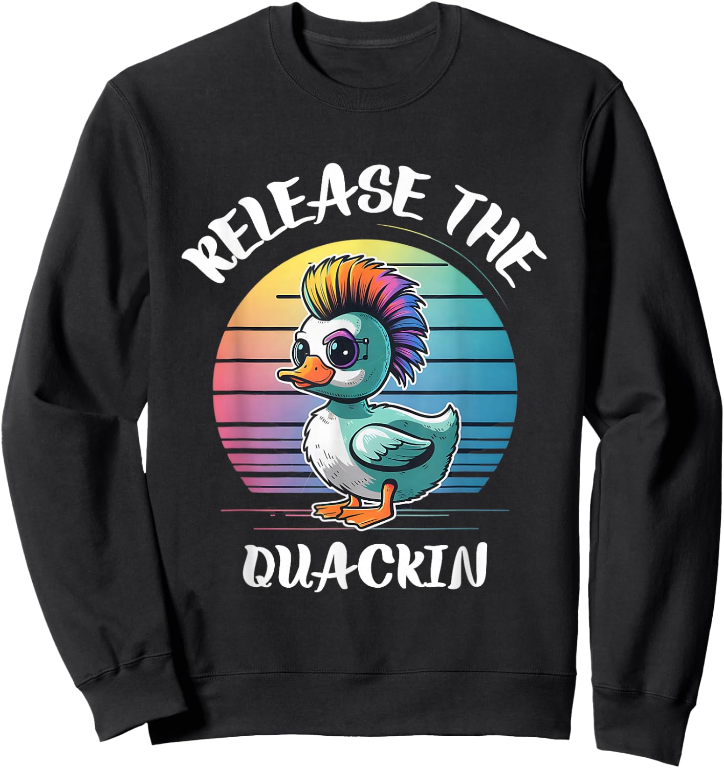 Funny Duck Shirts Release The Quackin -Adults Black Cotton 60% Polyester 40% Modern Lightweight Short-sleeve Sweatshirt - Sweatshirt | Black