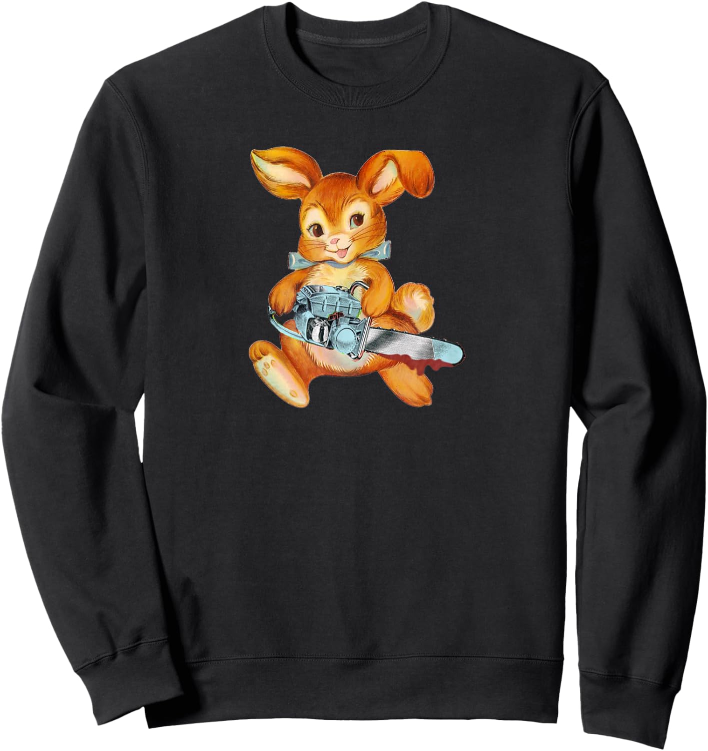 Chainsaw Bunny: Vintage-Inspired Dark Humor Sweatshirt - Sweatshirt | Black
