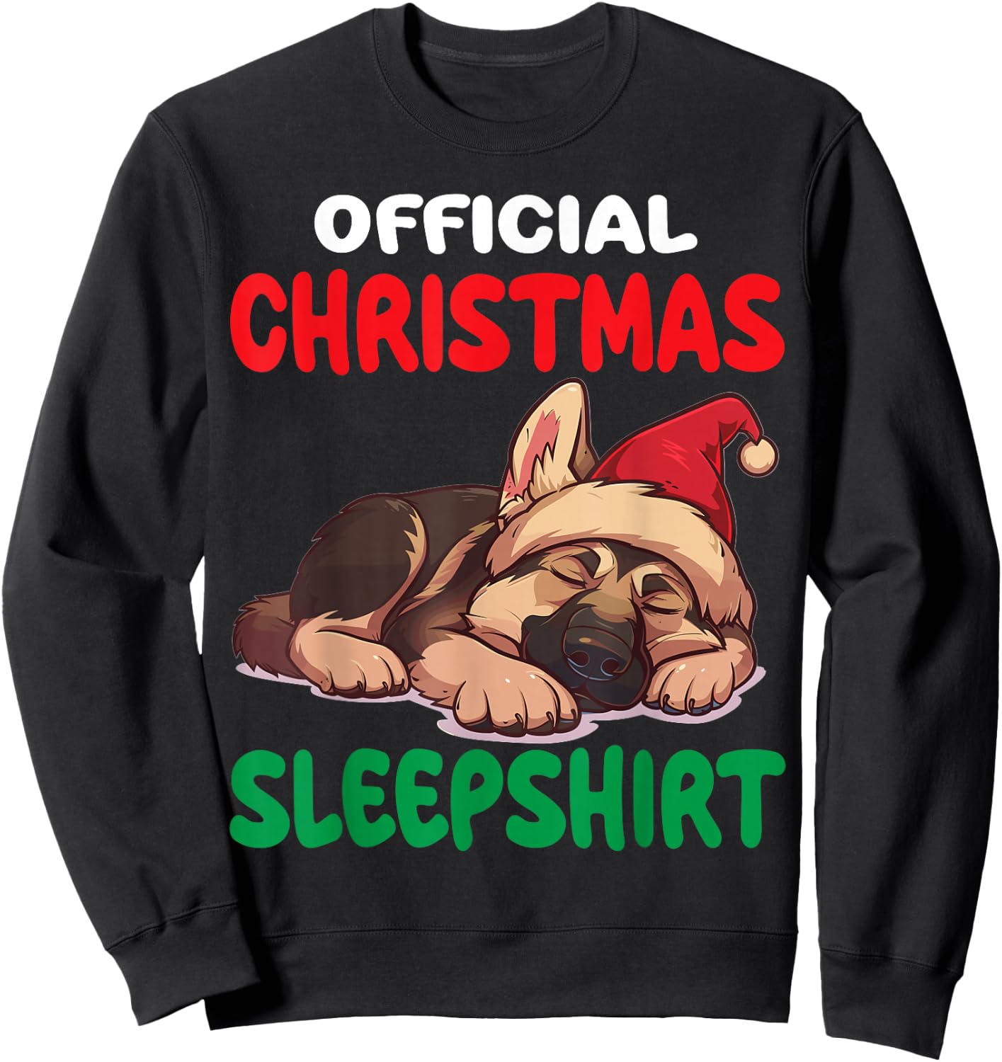 Cute German Shepherd Dog Official Christmas Sleepshirt Sweatshirt - Sweatshirt | Black