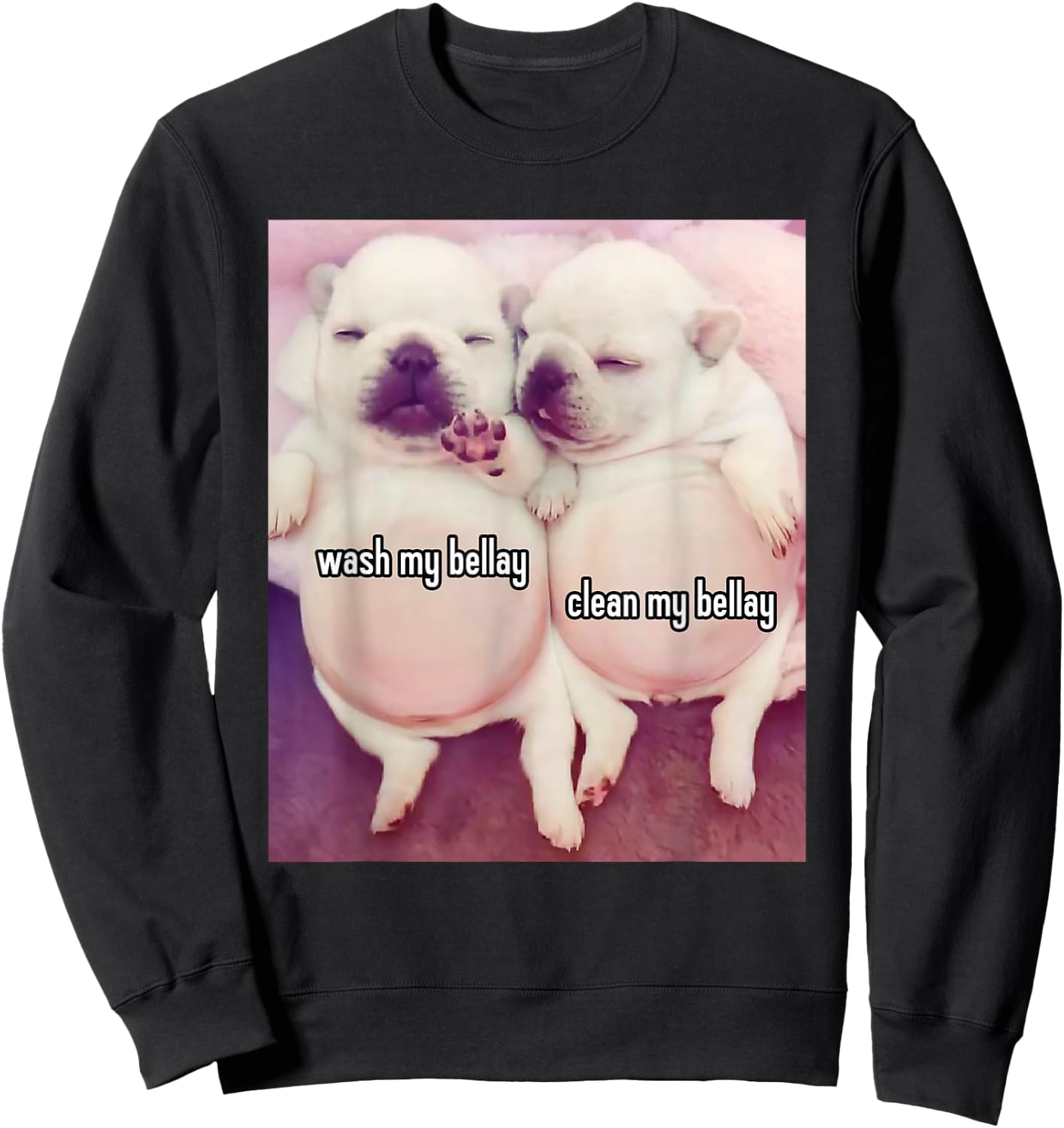 Pibble Meme Wash My Belly Funny Two Pibbles Sweatshirt - Sweatshirt | Black
