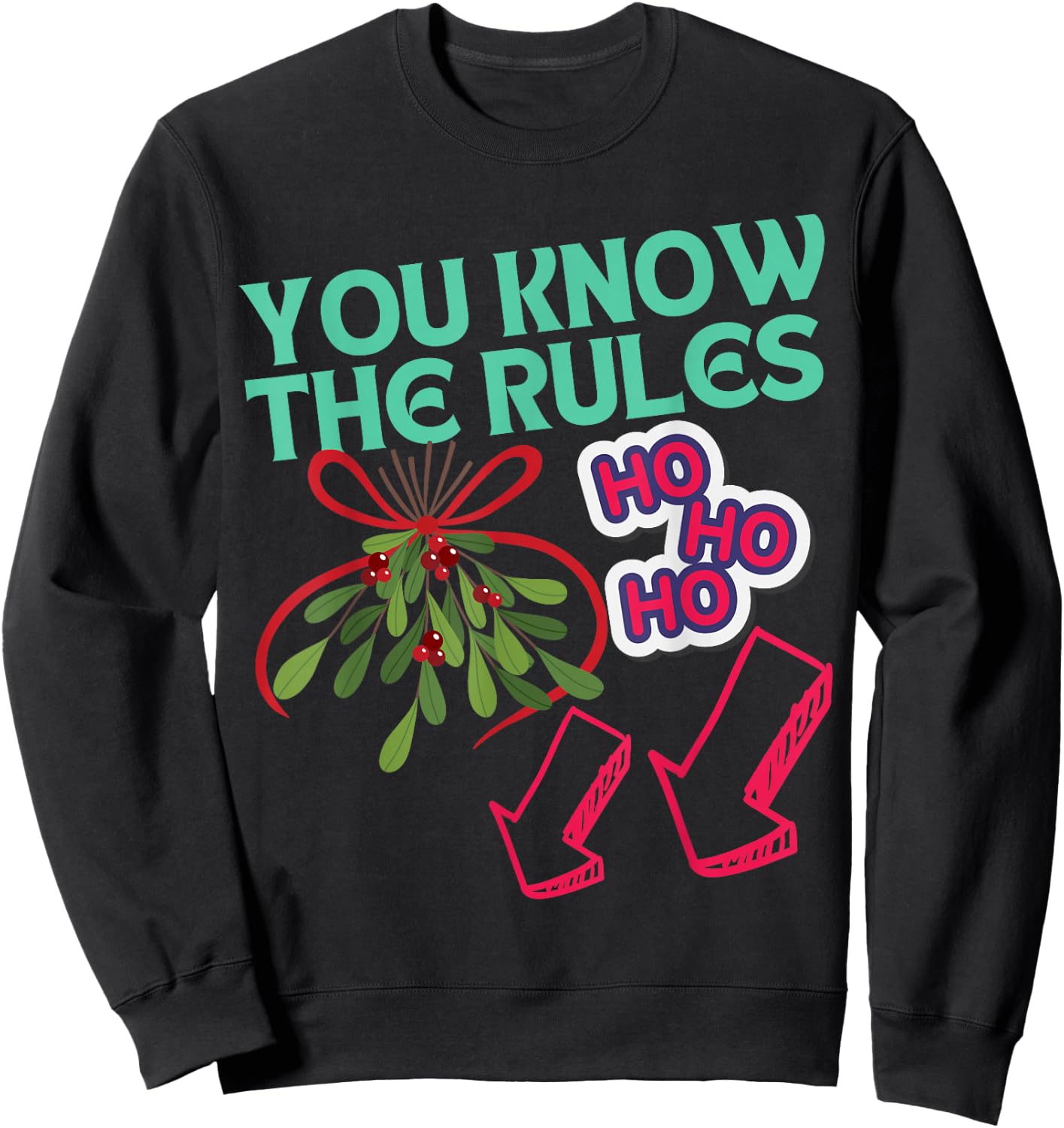 Funny Christmas Mistletoe Below The Belt Sexy Adult Humor Sweatshirt - Sweatshirt | Black