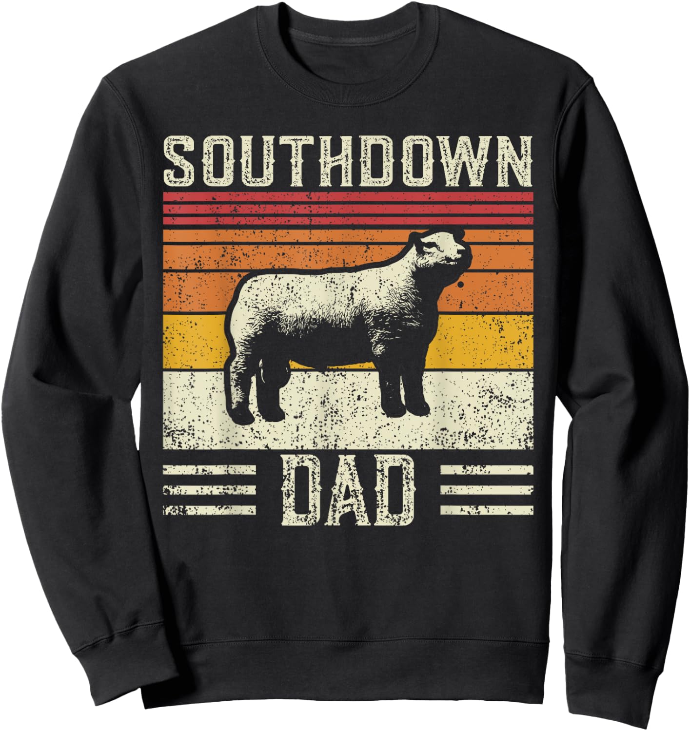 Best Sheep Dad Men - Vintage Southdown Sheep Sweatshirt - Sweatshirt | Black