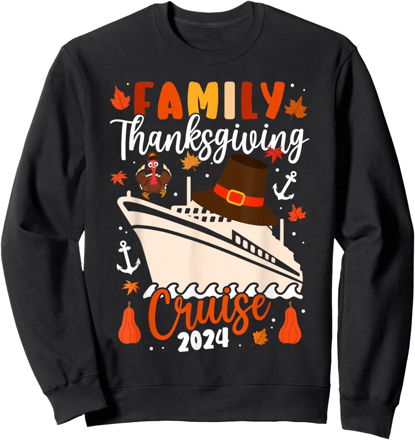 Family Thanksgiving Cruise 2024 Autumn Cruise Squad Matching Sweatshirt - Sweatshirt | Black