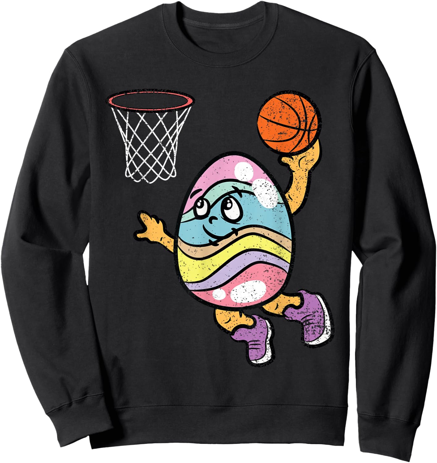 Easter Egg Basketball Player Funny Spring Sport Men Boys Sweatshirt - Sweatshirt | Black