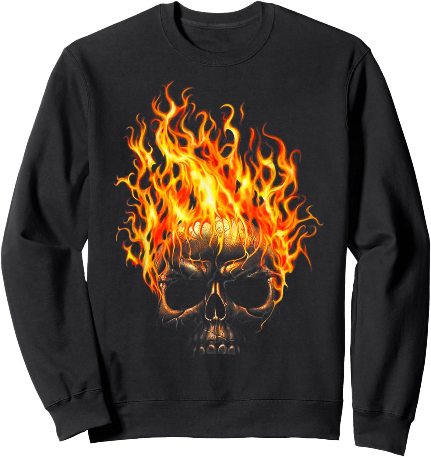 Flame Skull Head Halloween T Shirt Halloween Skeleton Shirt Sweatshirt - Sweatshirt | Black