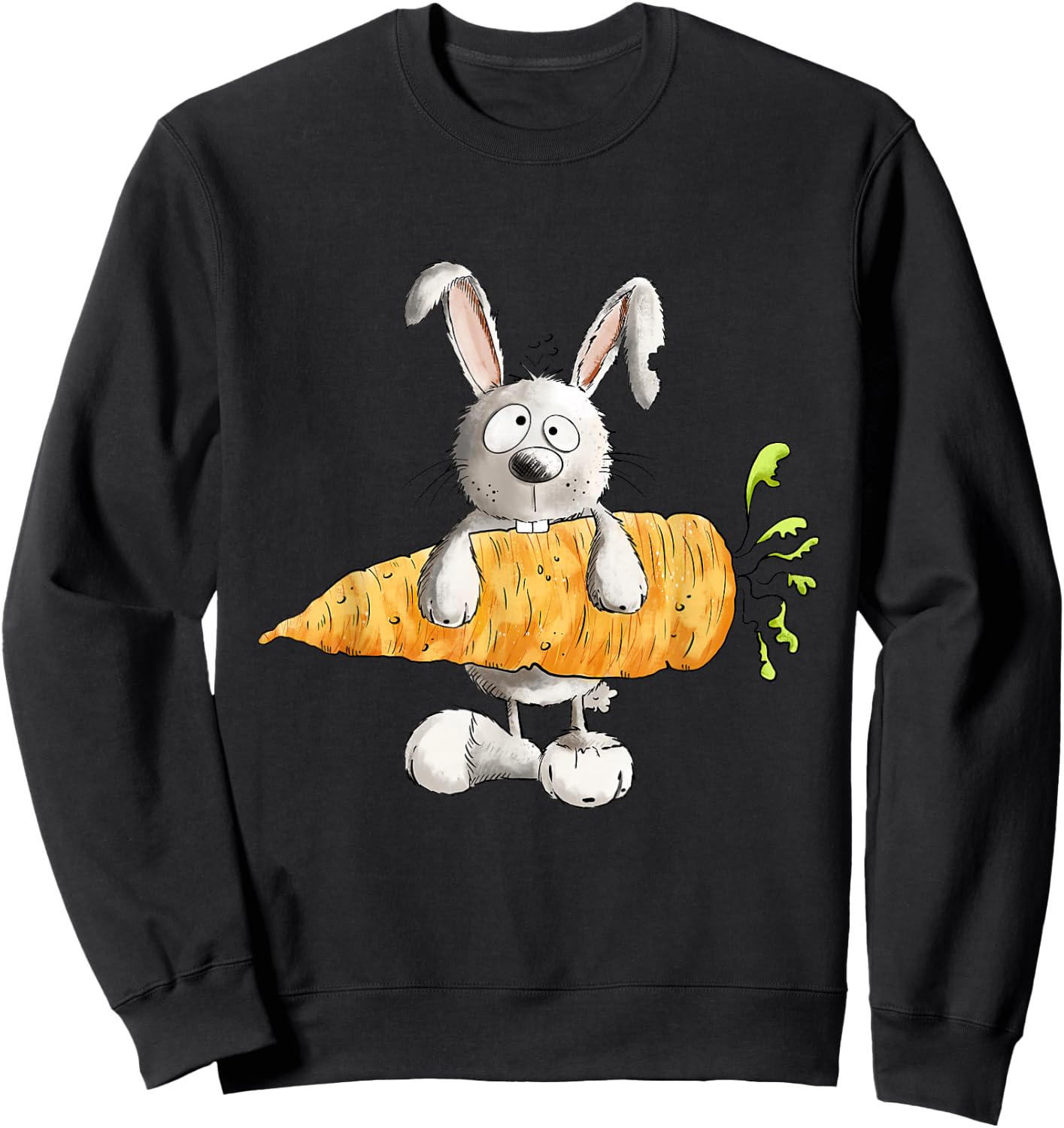 Rabbit Mit Carrot I Rabbit Motif Fun Bunny , black Sweatshirt - Sweatshirt | Black